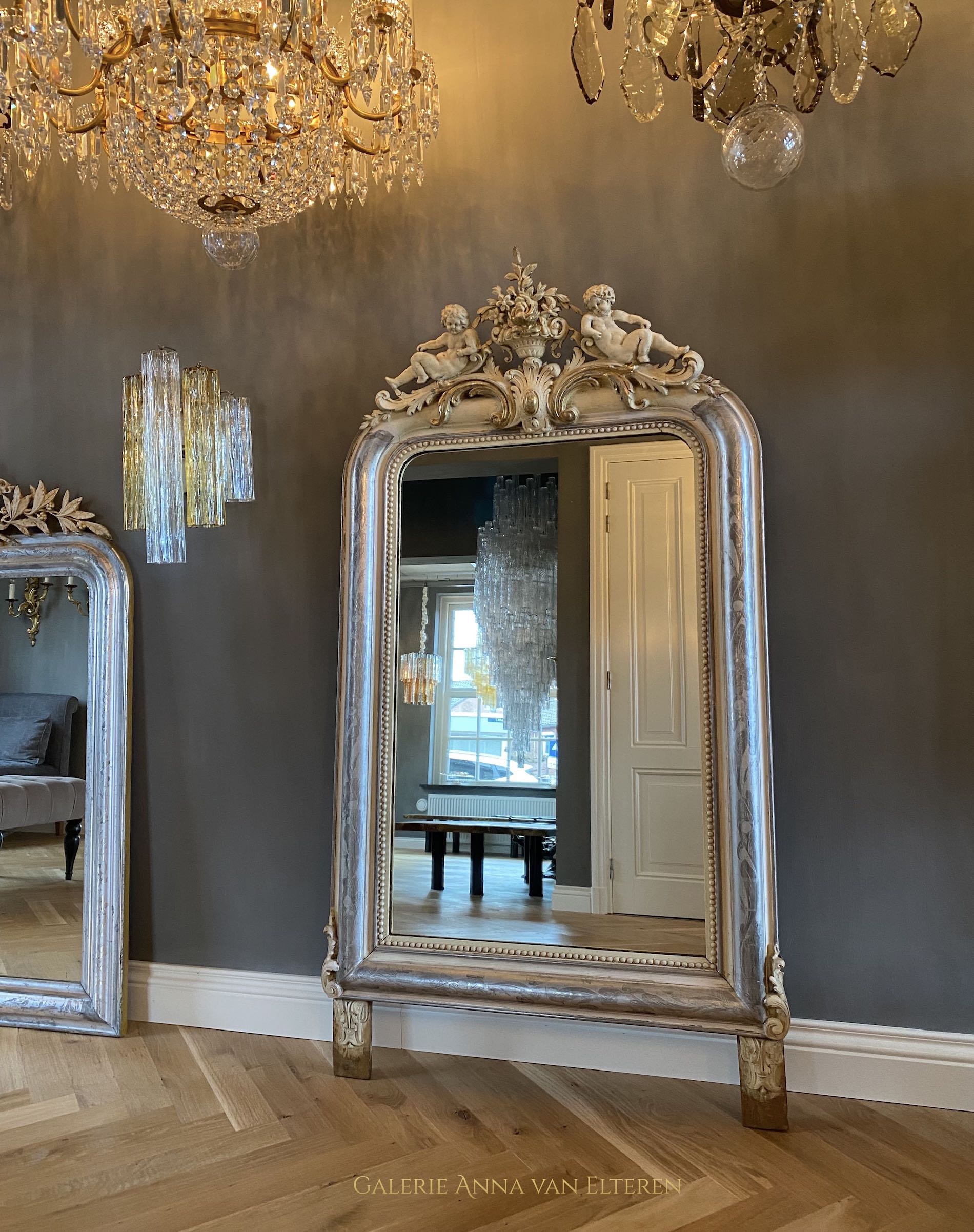 19th c. French mirror with putti