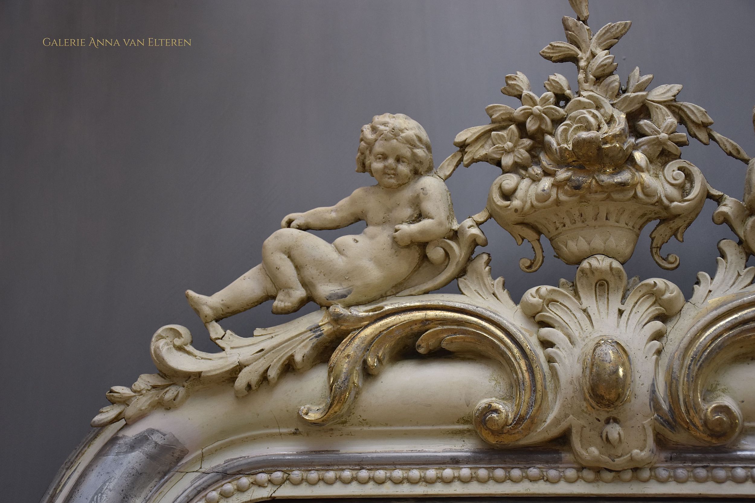 19th c. French mirror with putti