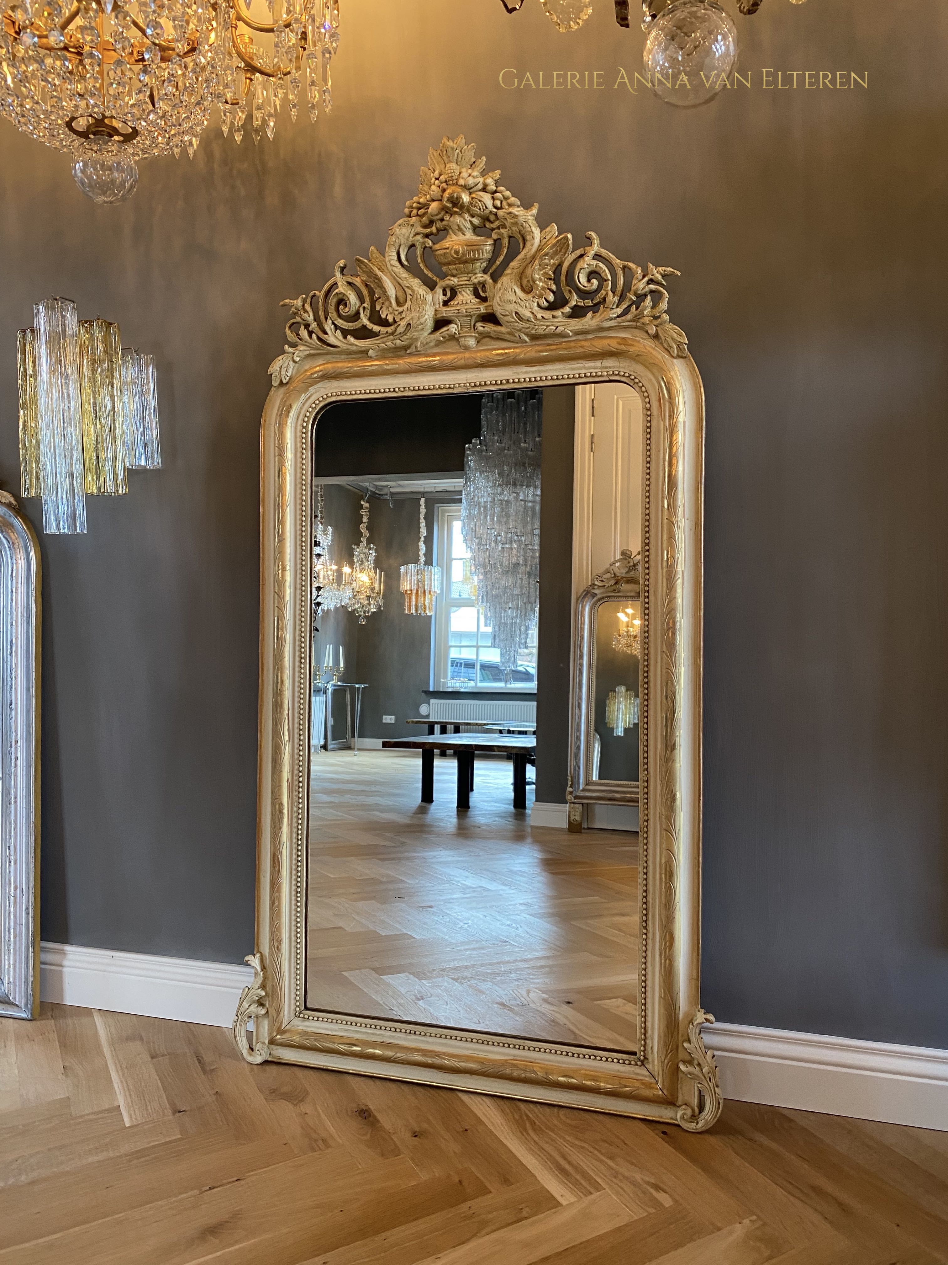 19th c. French mirror with an impressive crest