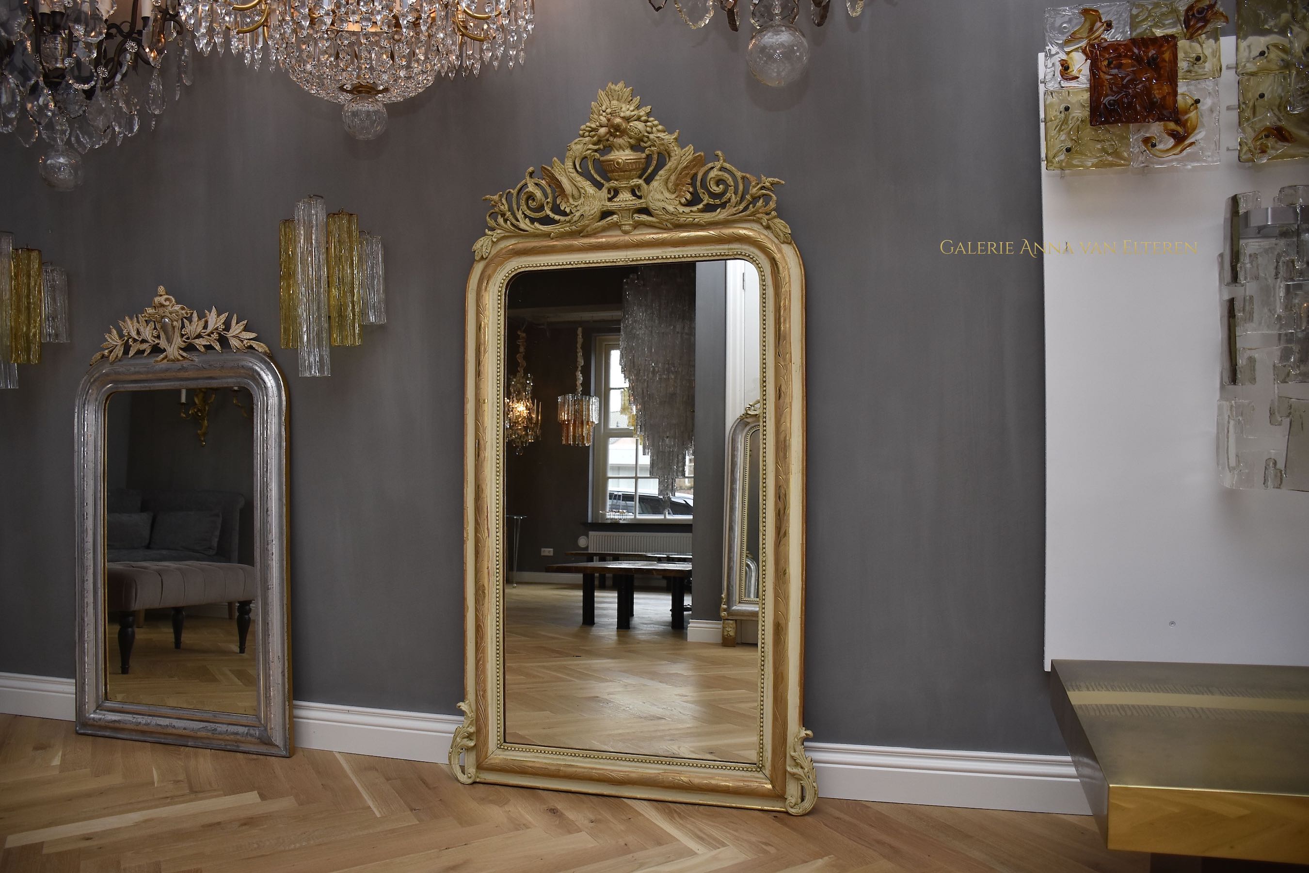 19th c. French mirror with an impressive crest