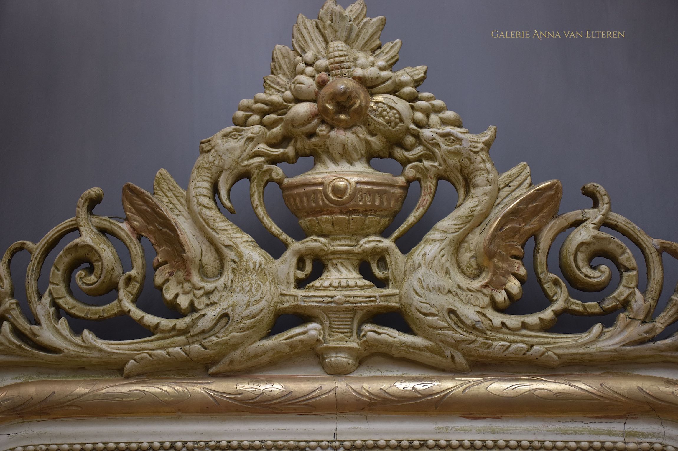 19th c. French mirror with an impressive crest