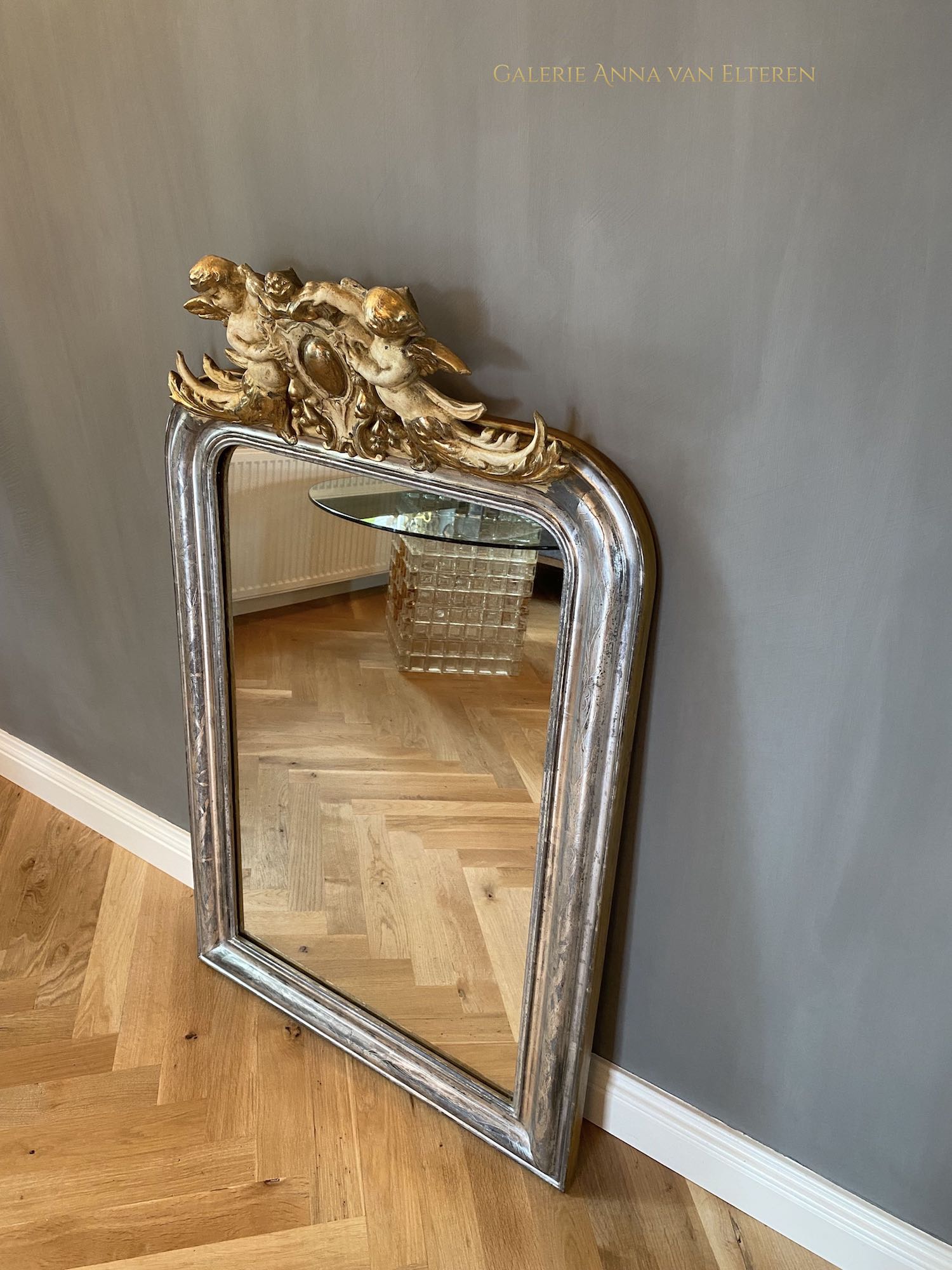 19th c. French mirror with cherubs