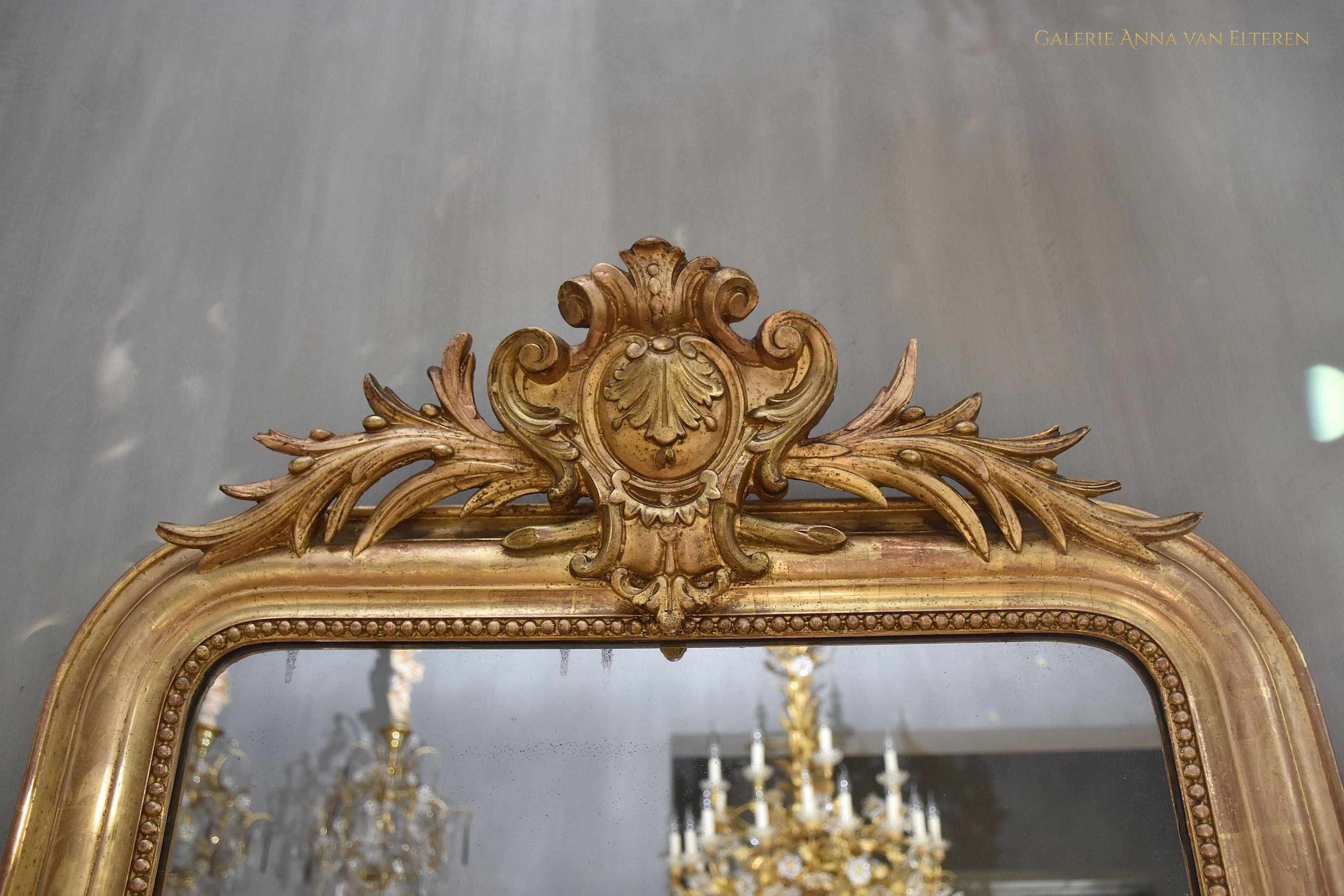 19th c. French mirror Louis Philippe with a crest