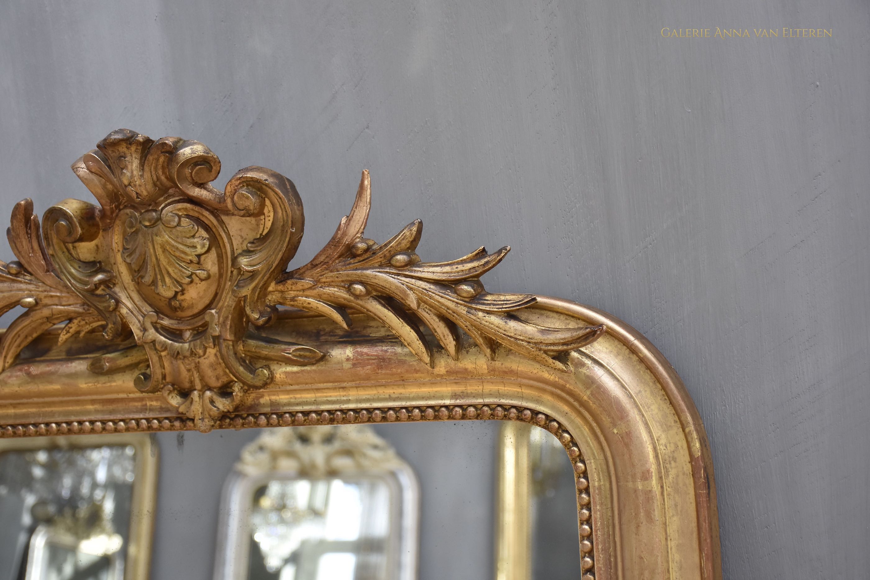 19th c. French mirror Louis Philippe with a crest