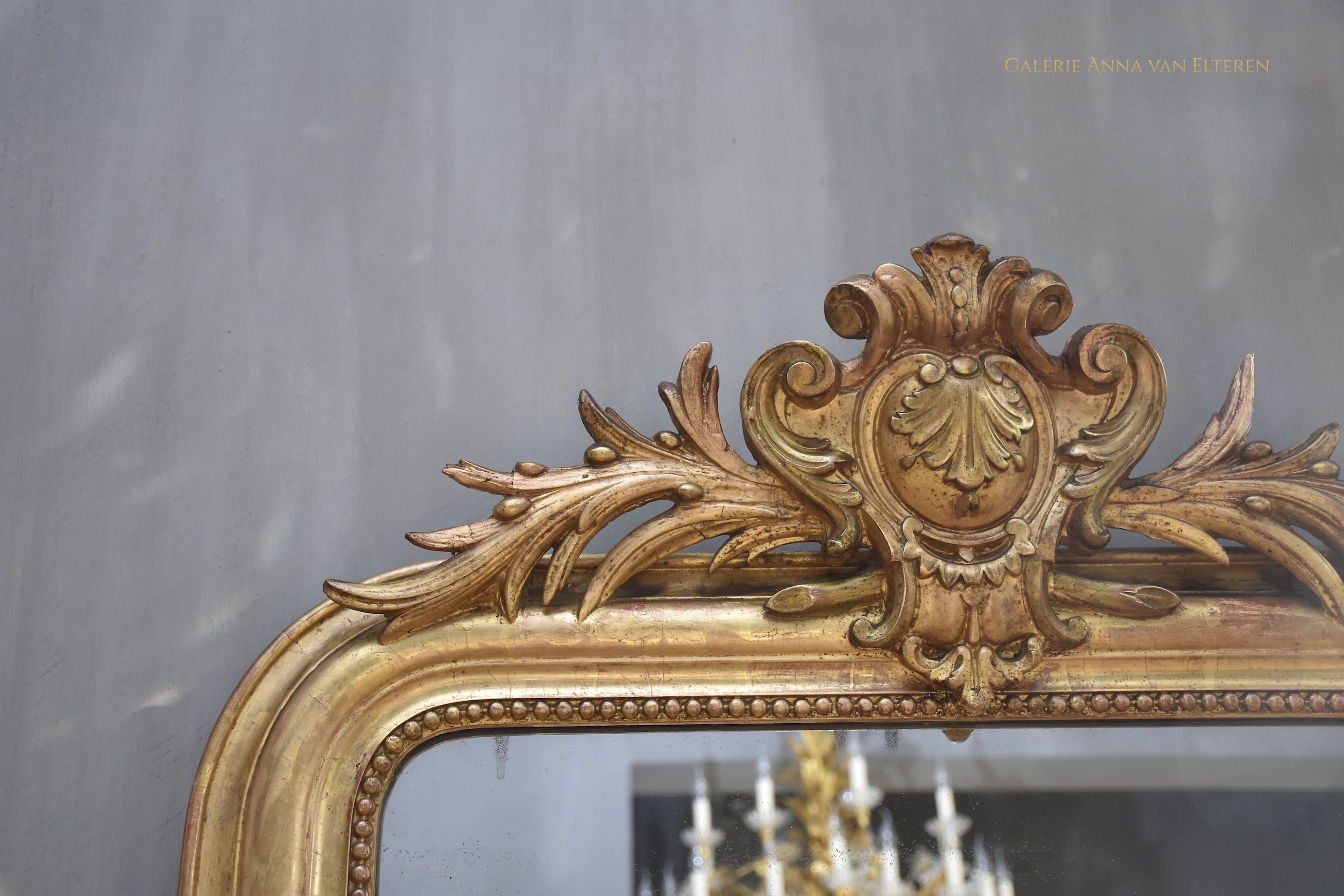 19th c. French mirror Louis Philippe with a crest