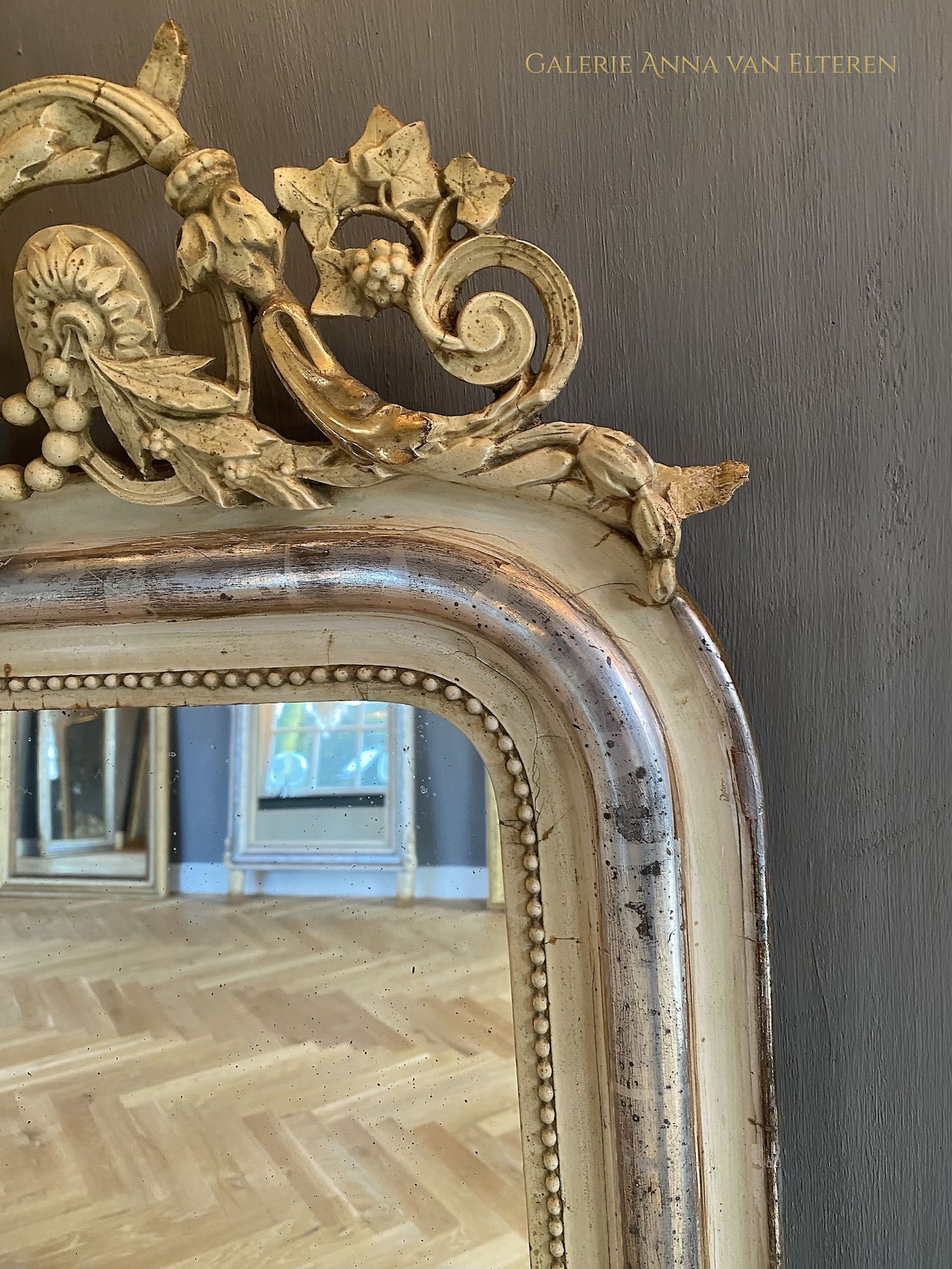 19th c. French silver leaf gilt mirror