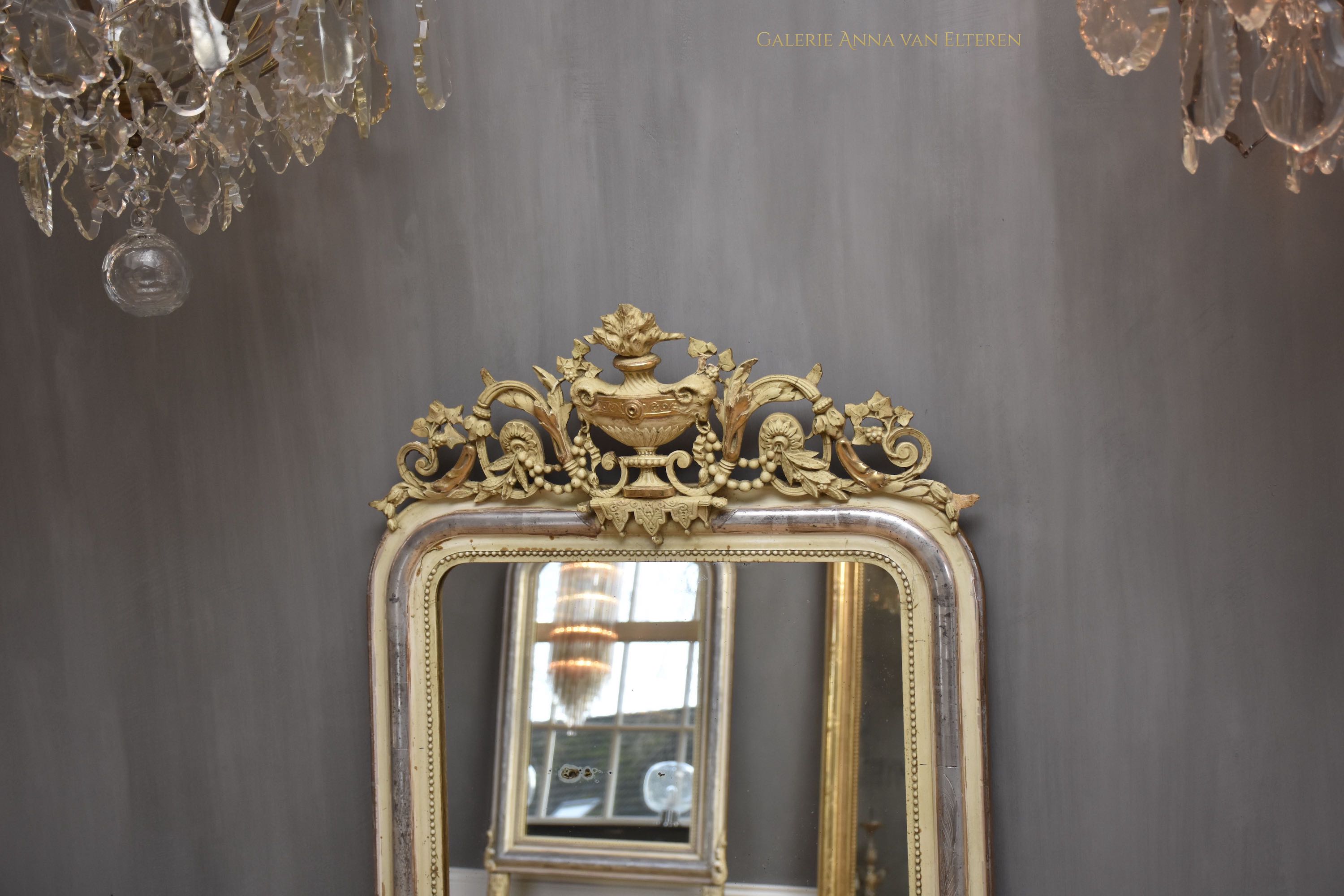 19th c. French silver leaf gilt mirror