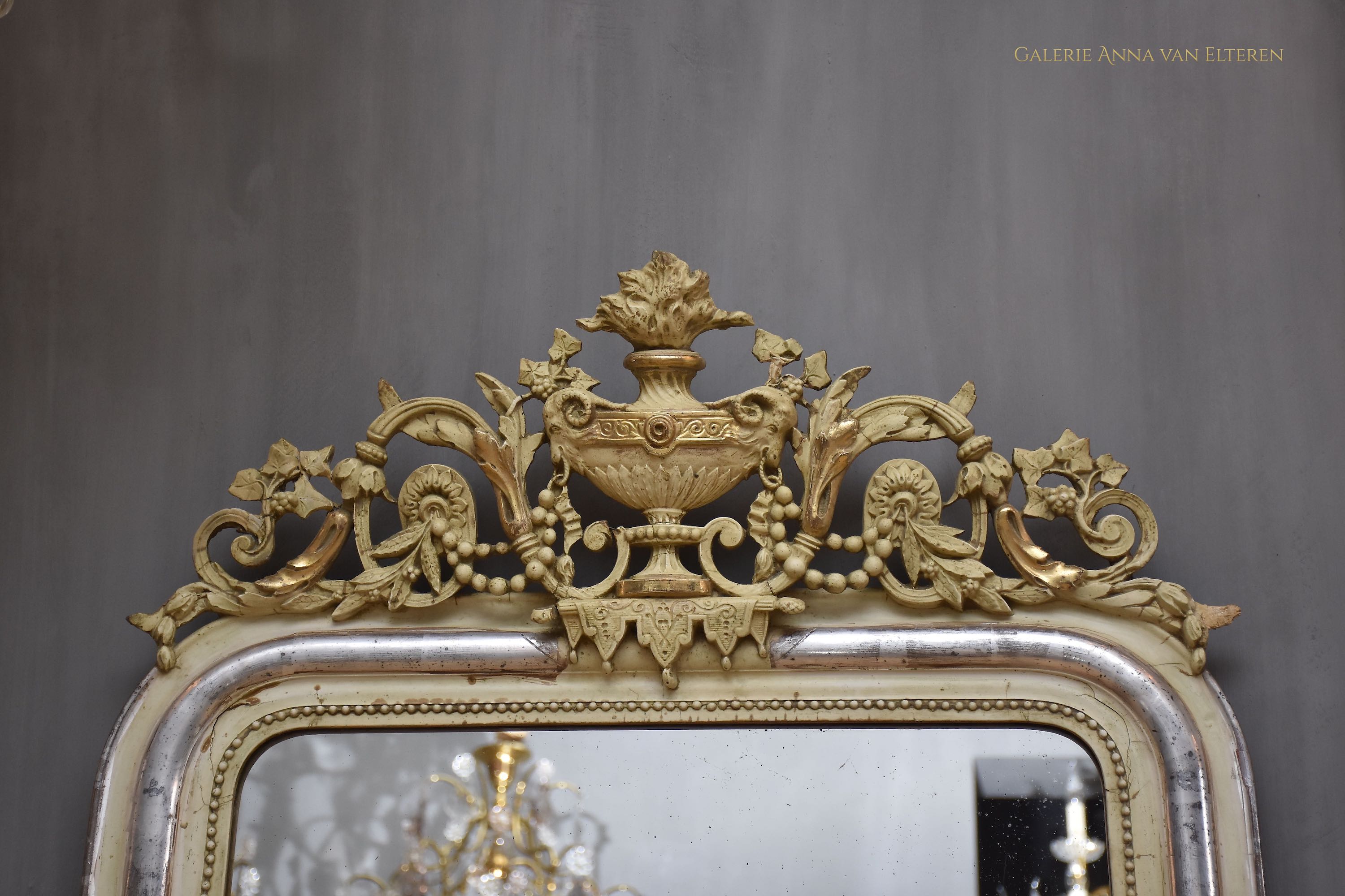 19th c. French silver leaf gilt mirror