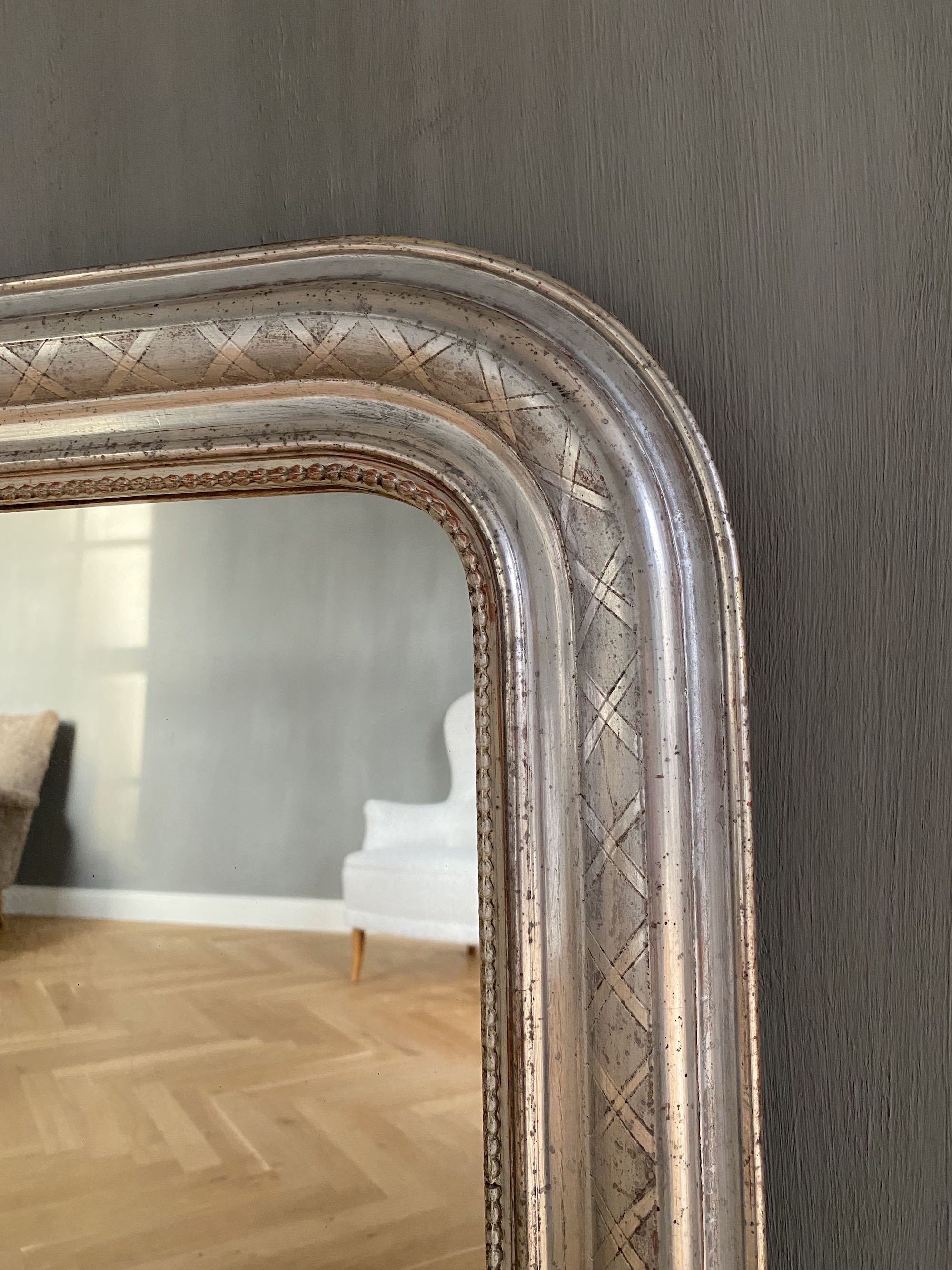 19th century French silver leaf mirror Louis-Philippe