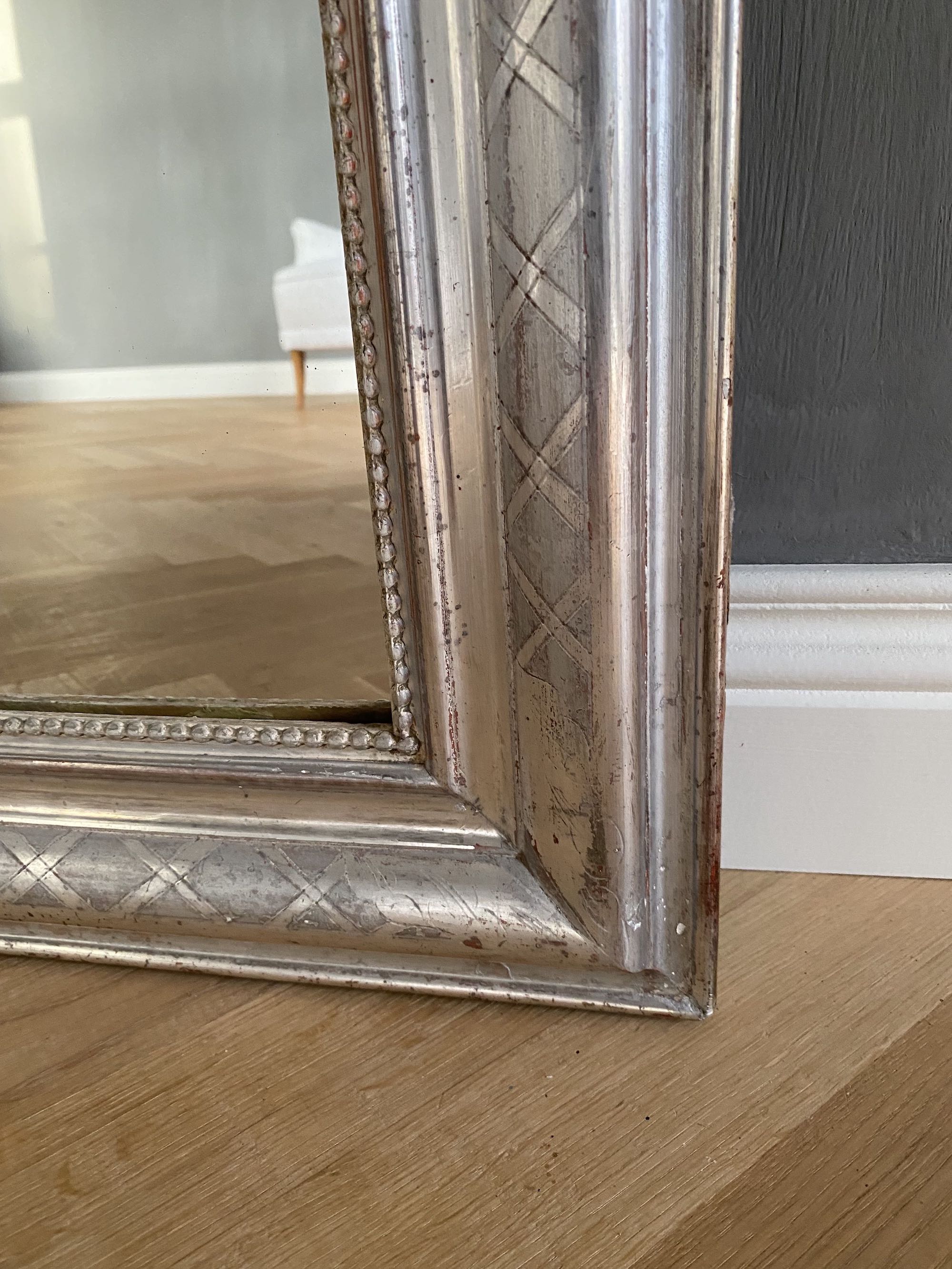 19th century French silver leaf mirror Louis-Philippe