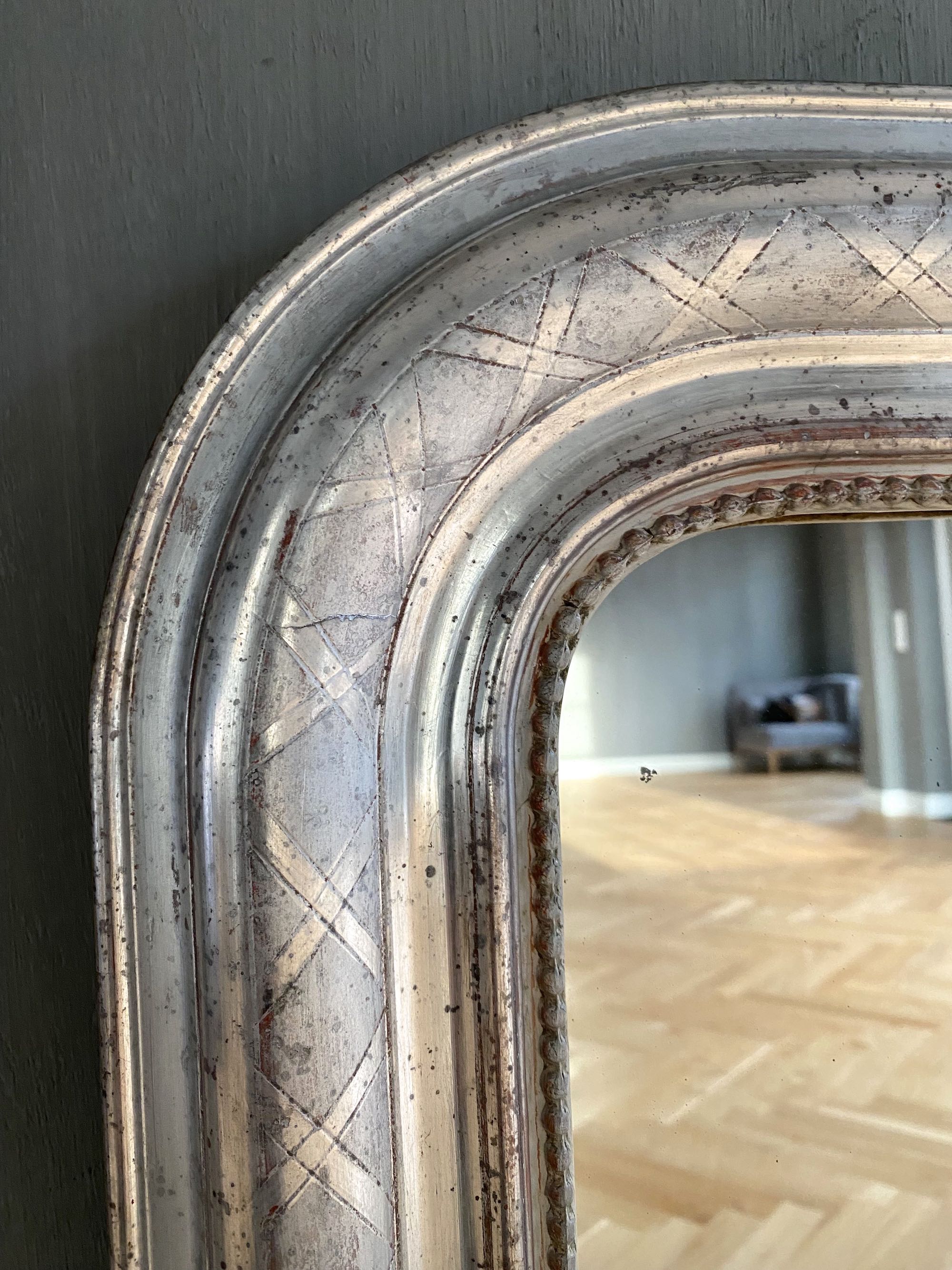 19th century French silver leaf mirror Louis-Philippe