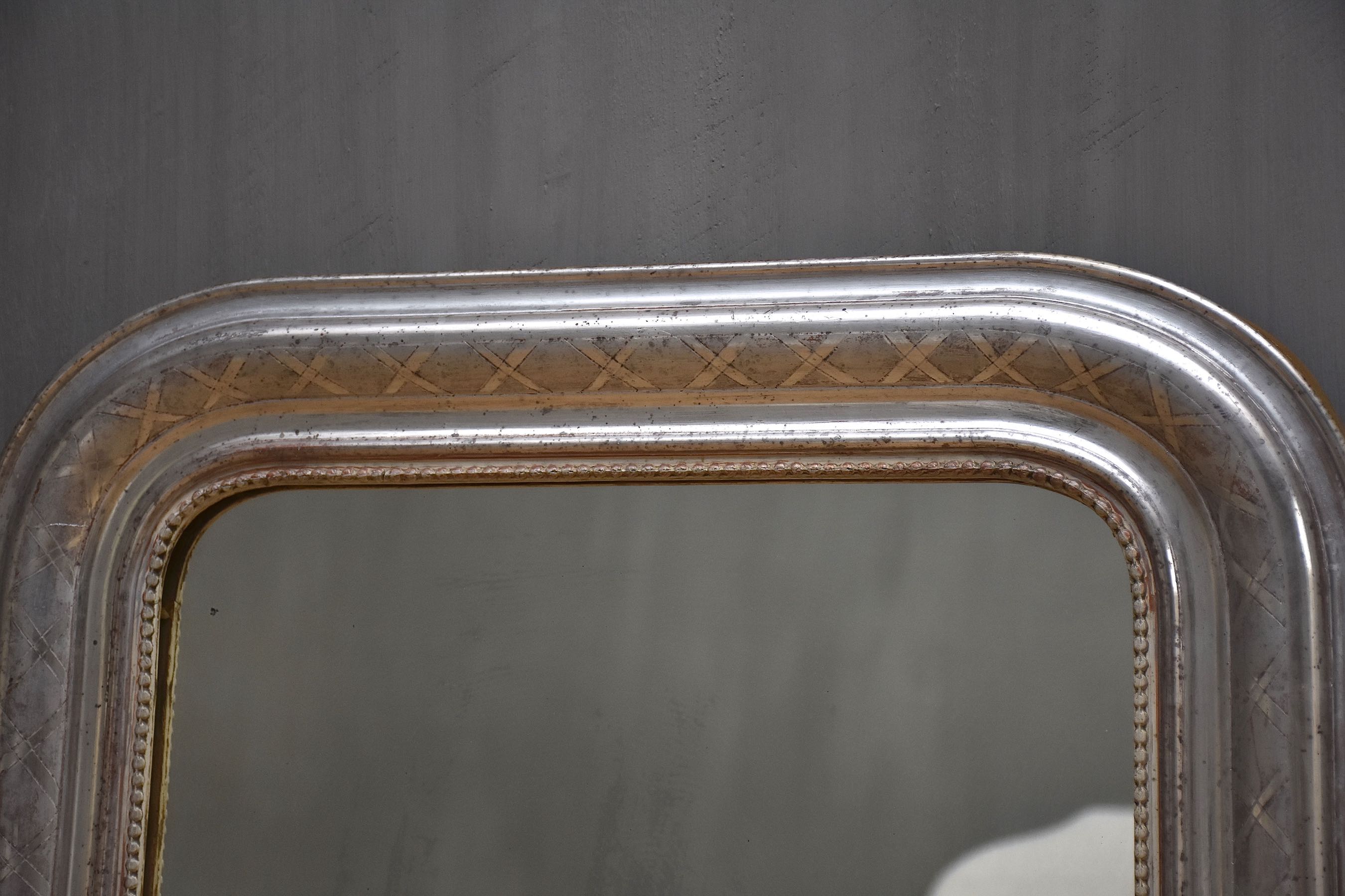 19th century French silver leaf mirror Louis-Philippe