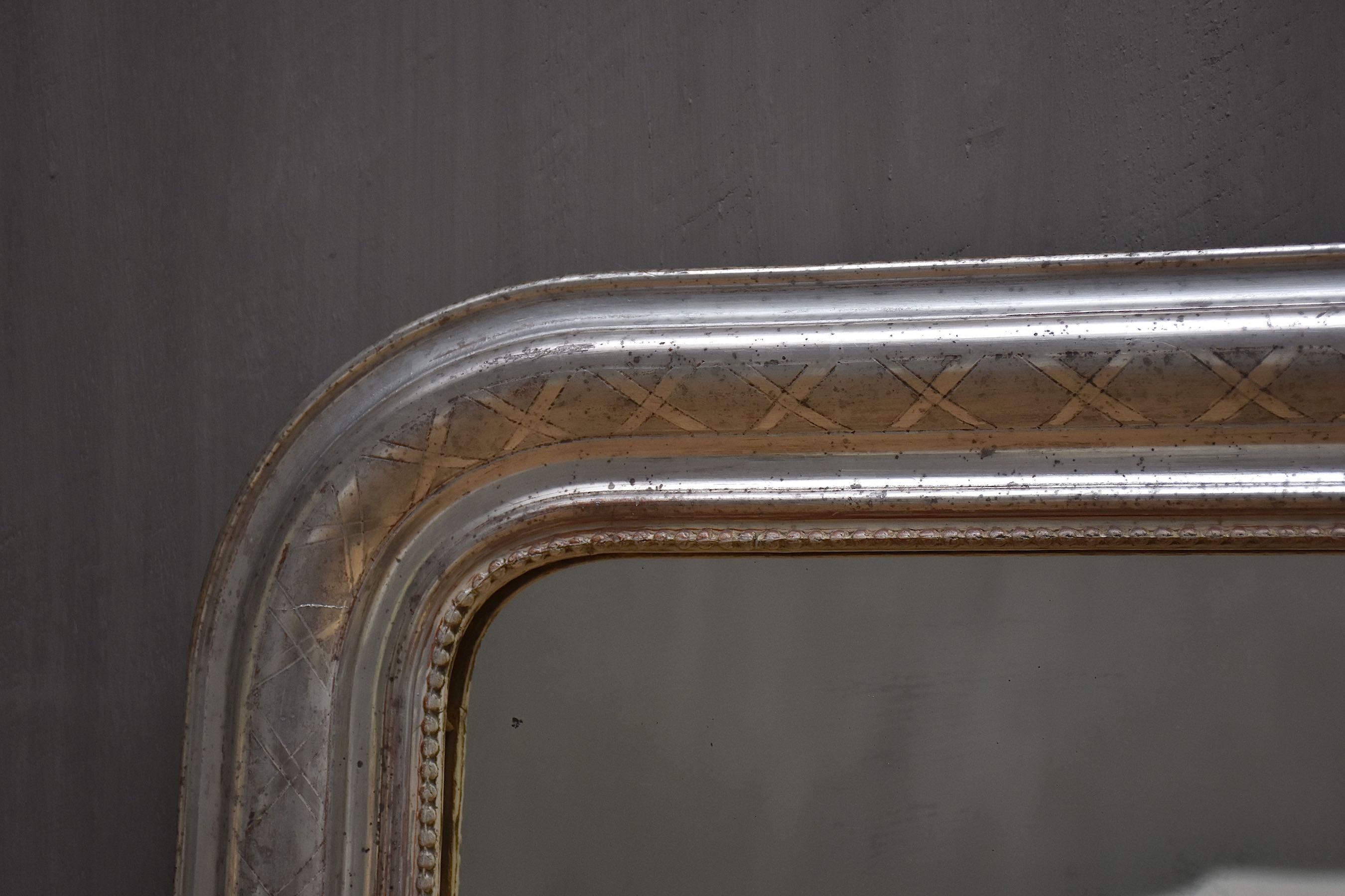 19th century French silver leaf mirror Louis-Philippe
