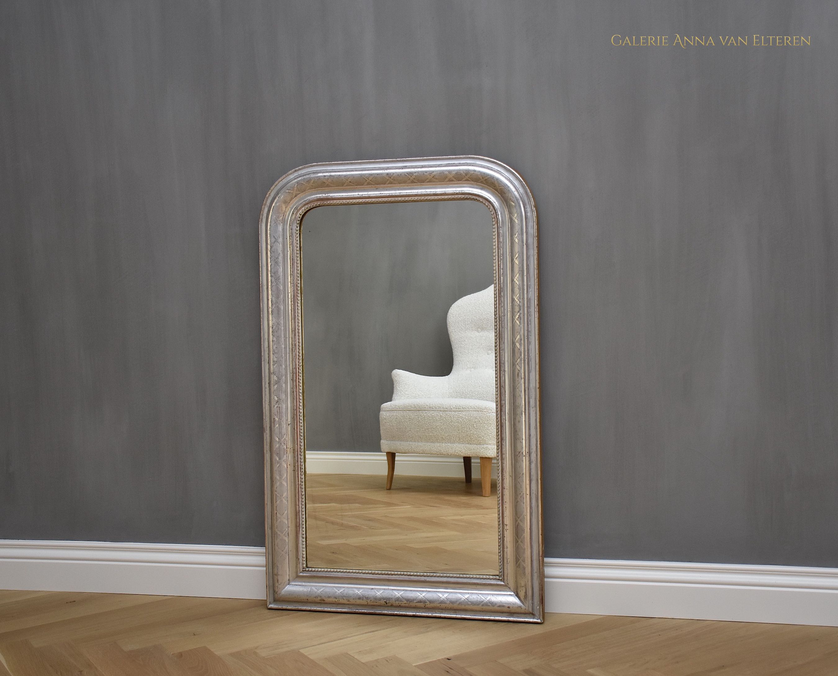 19th century French silver leaf mirror Louis-Philippe