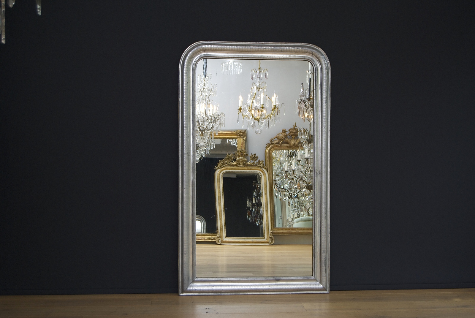 Antique French mirror silver-leaf