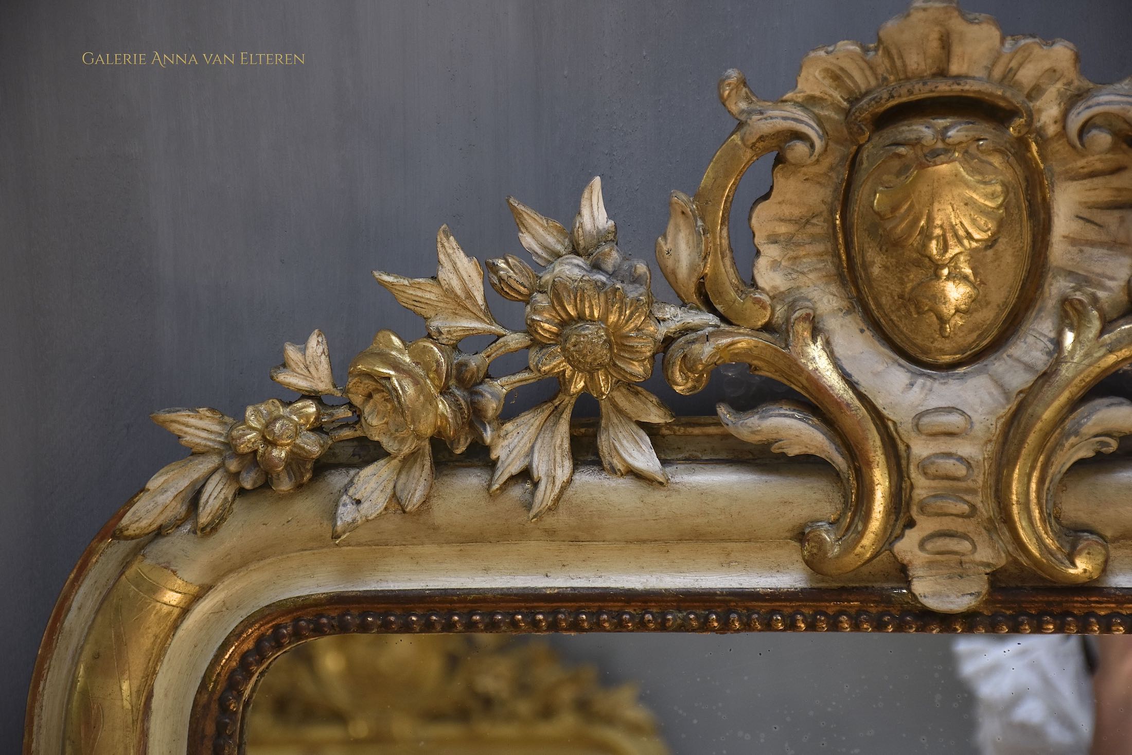 19th c. French mirror Louis-Philippe with a crest