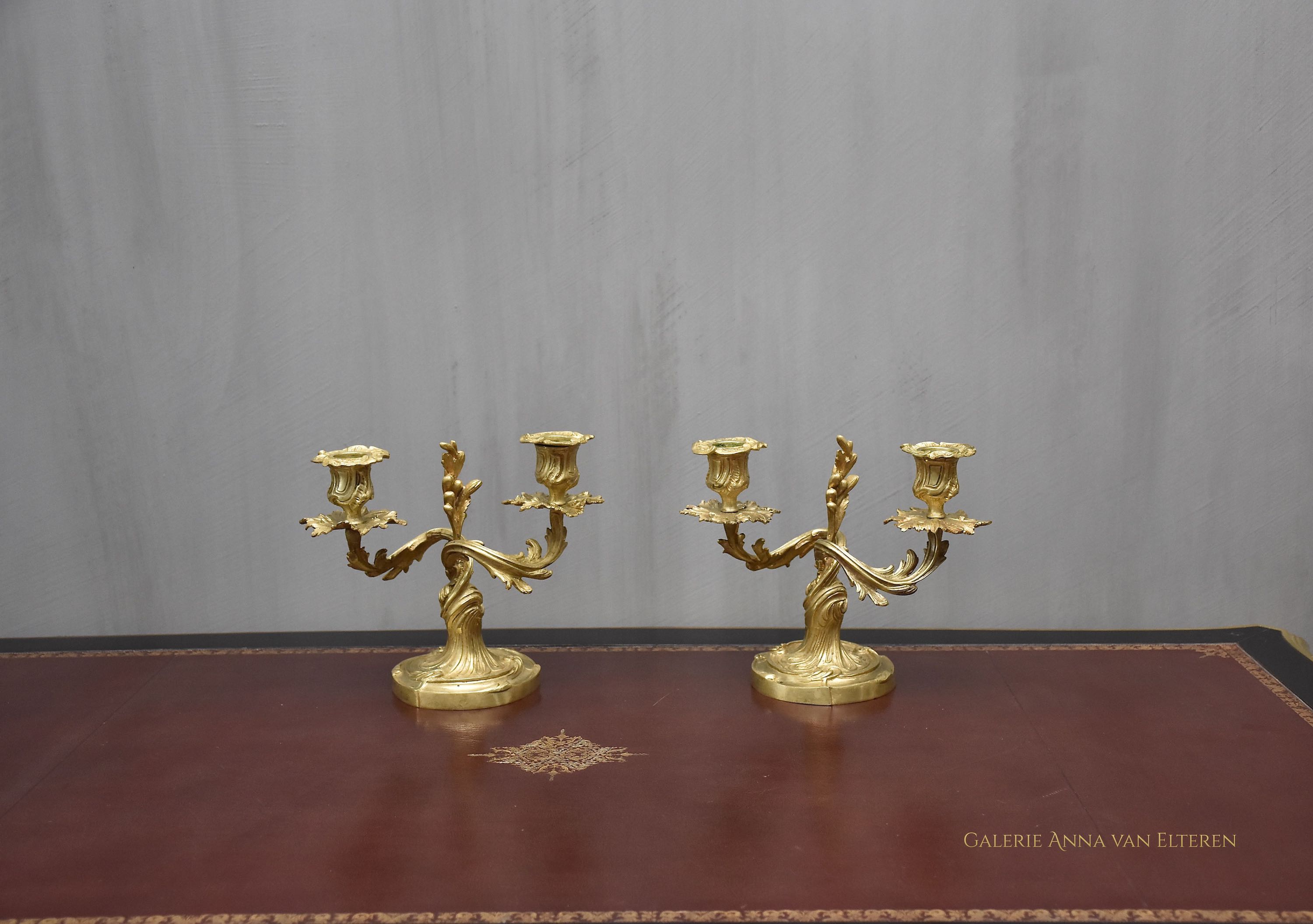 19th c. pair gilt bronze French candelabra