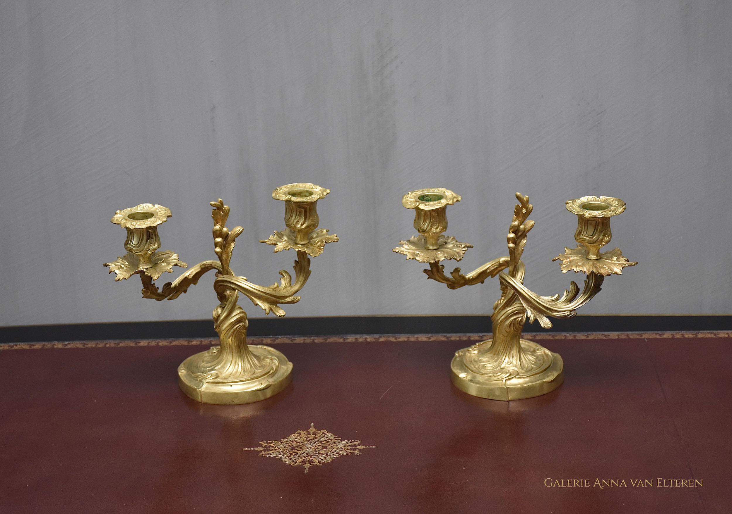 19th c. pair gilt bronze French candelabra