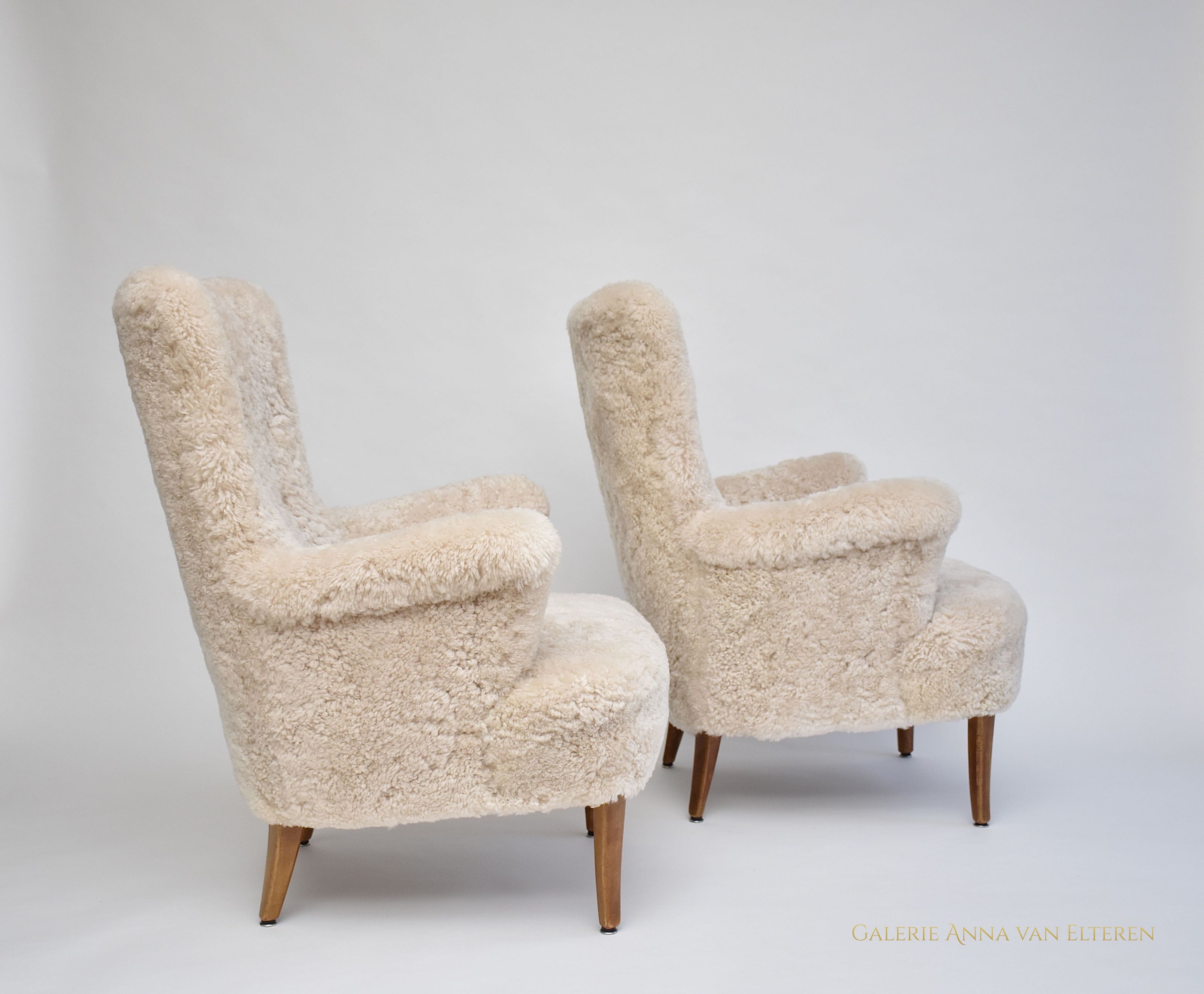 Scandinavian modern  pair of armchairs  'Stora Furulid' by Carl Malmsten