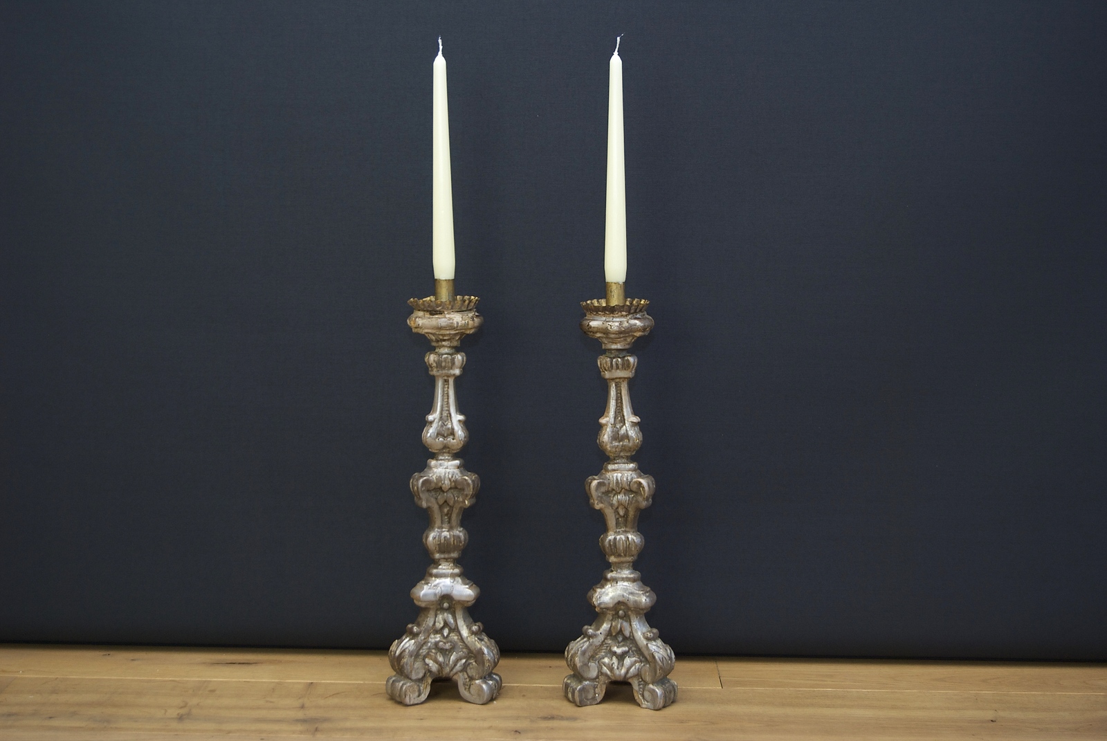 A pair of 19th century Italian candlesticks/pricket sticks