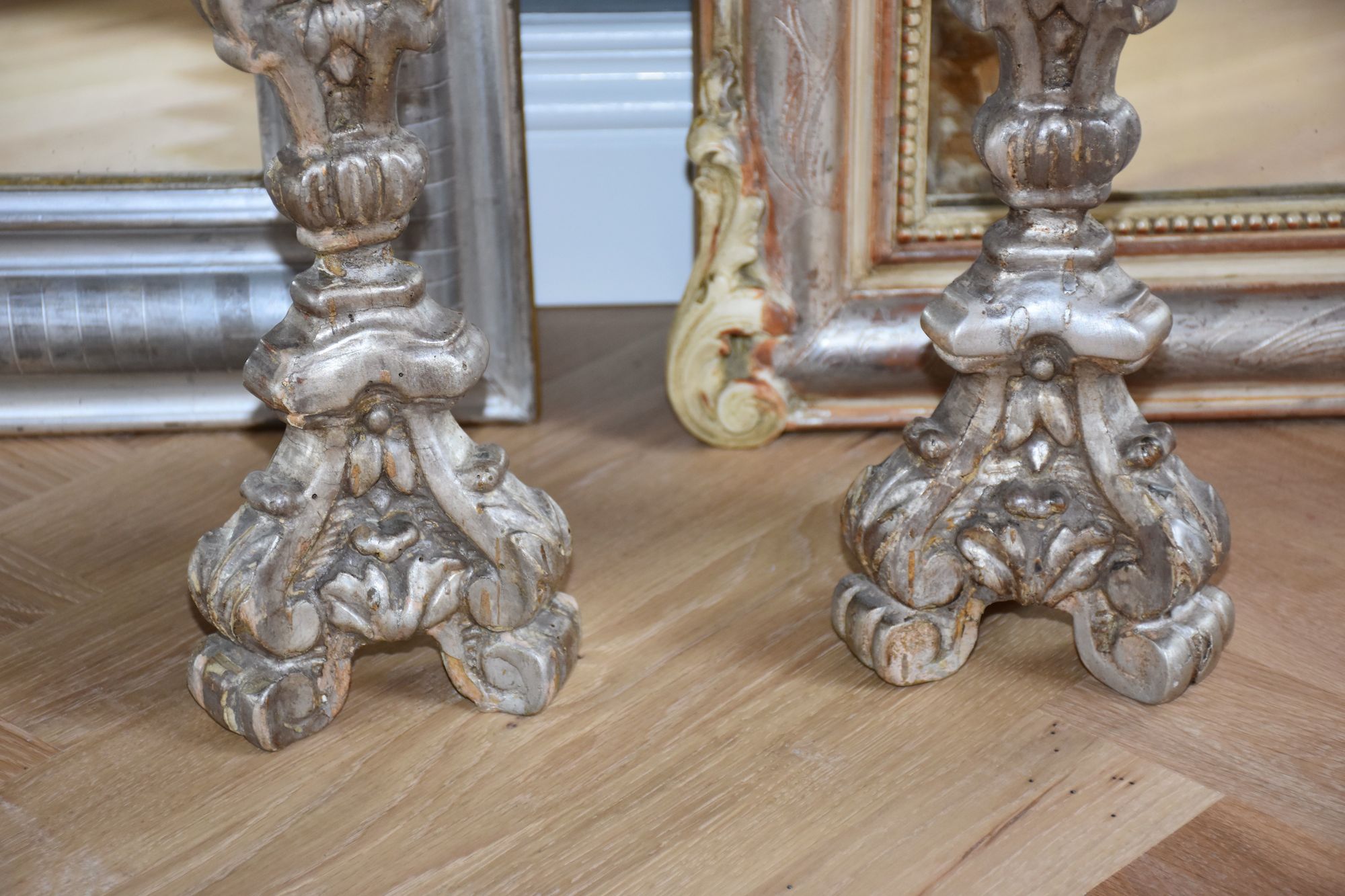 A pair of 19th century Italian candlesticks/pricket sticks