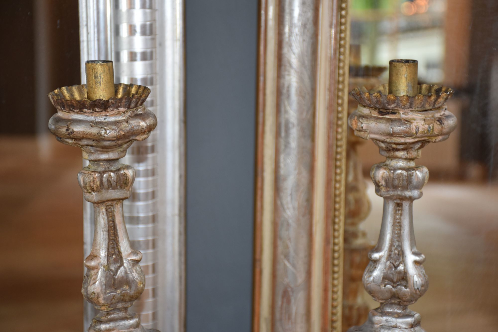 A pair of 19th century Italian candlesticks/pricket sticks