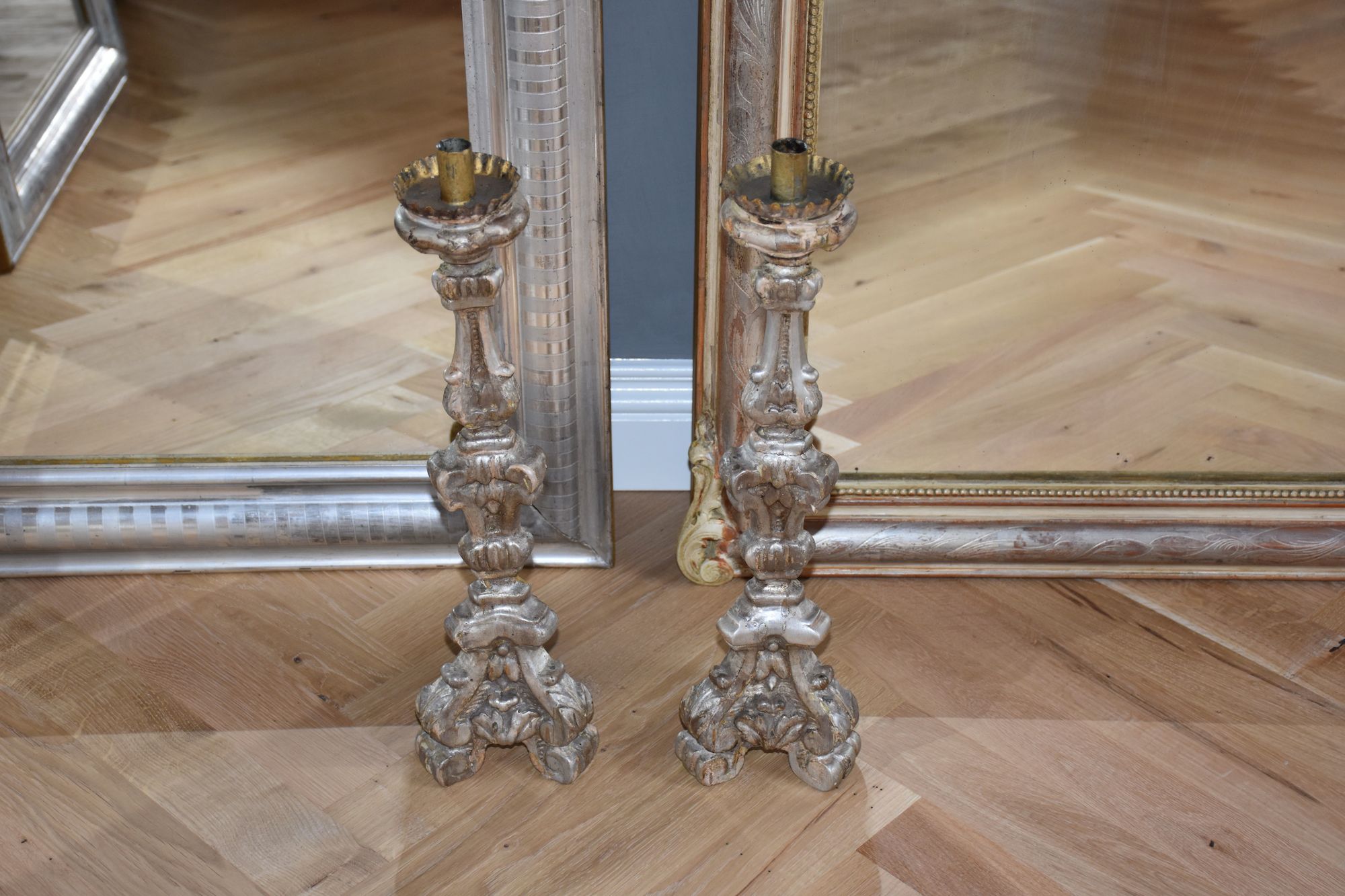 A pair of 19th century Italian candlesticks/pricket sticks