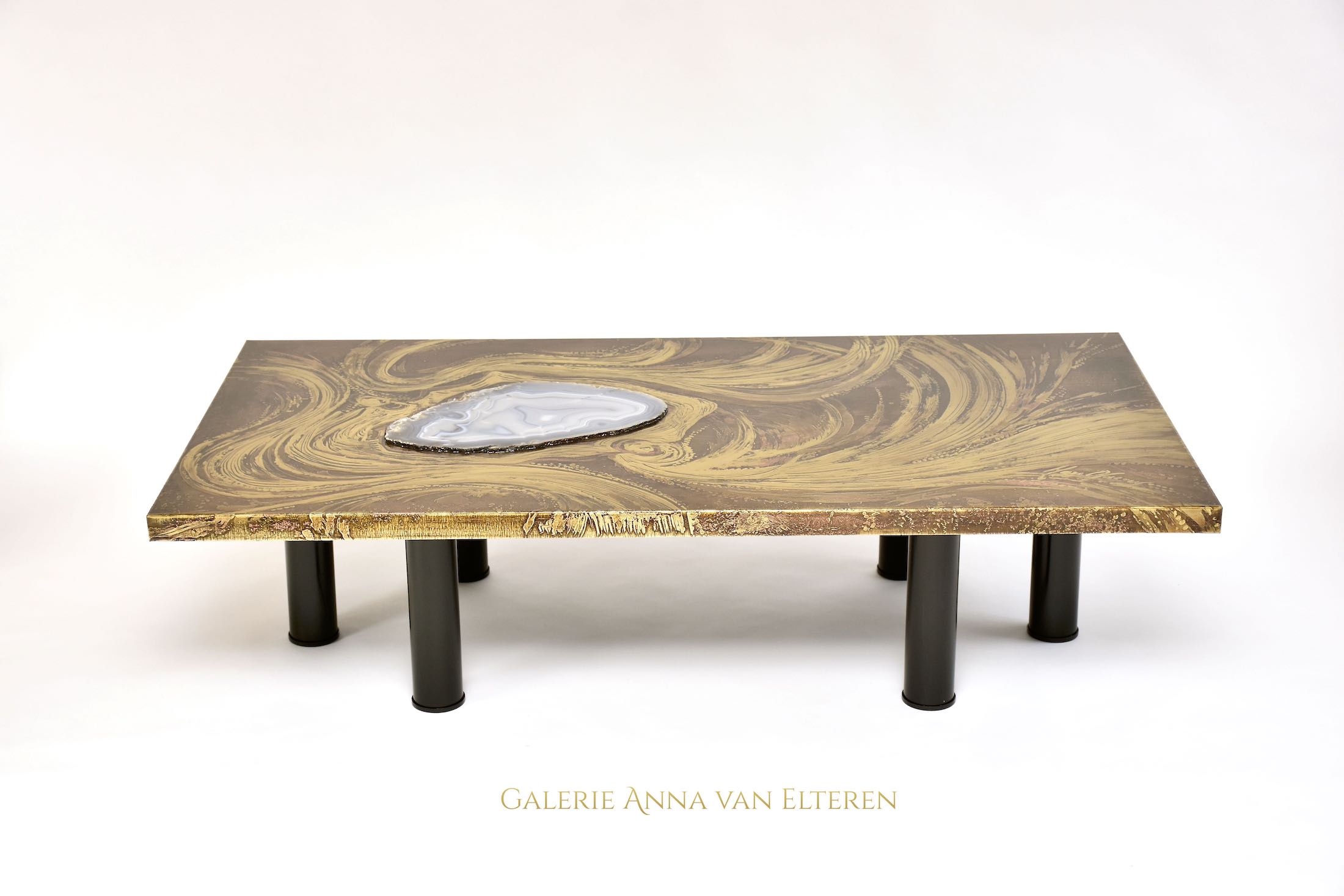 Brass etched coffee table by Marc D'Haenens