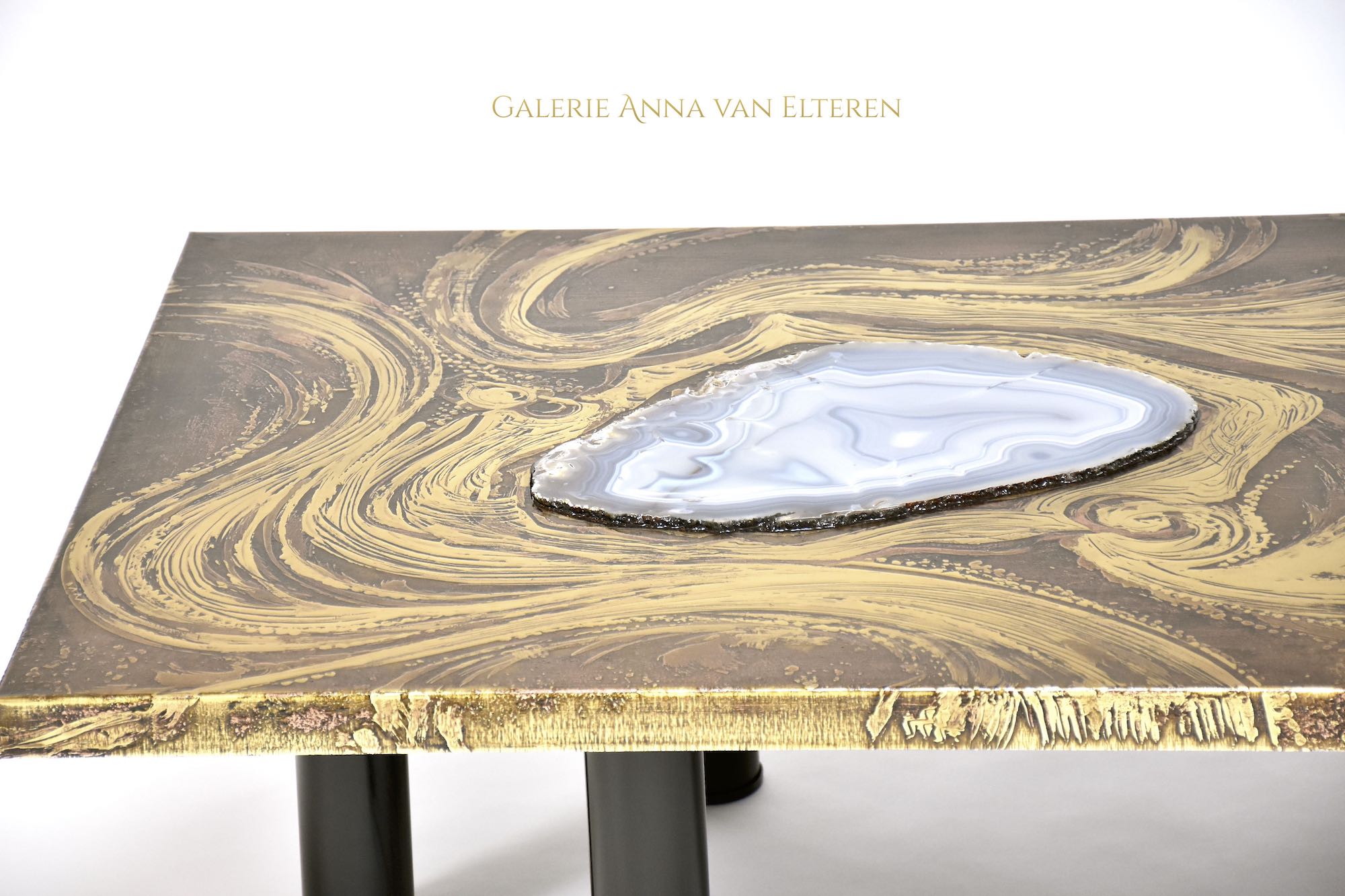 Brass etched coffee table by Marc D'Haenens