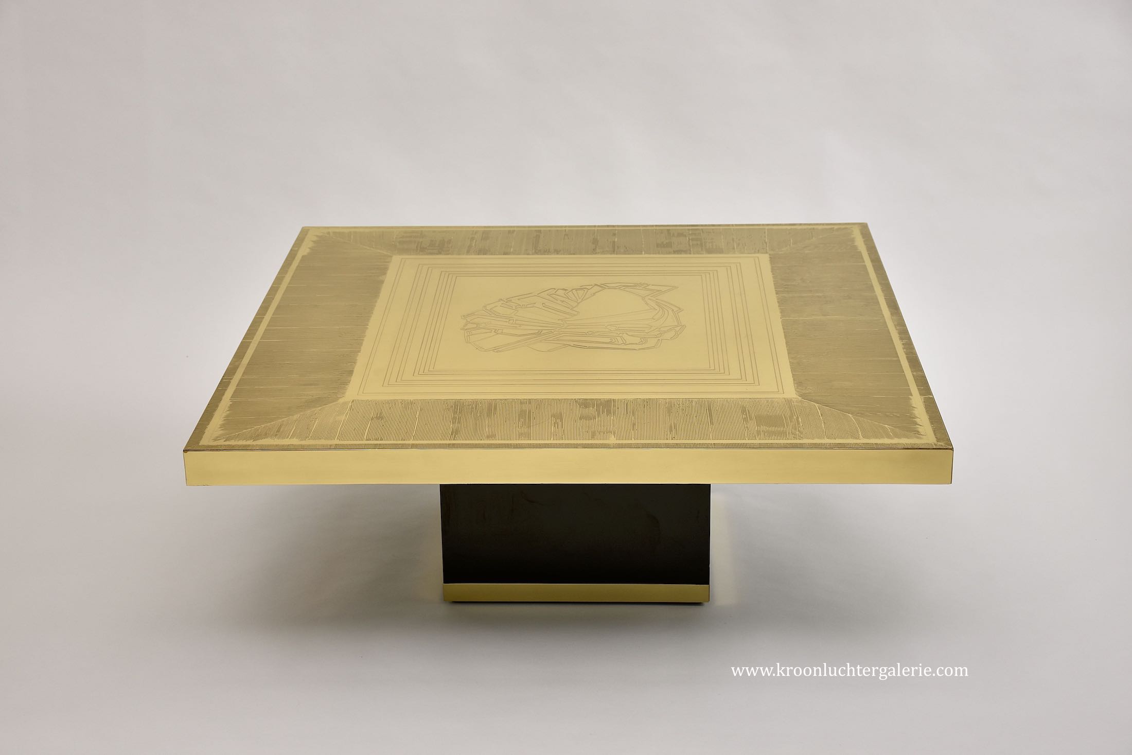 Stunning etched brass coffee table by Lova Creations