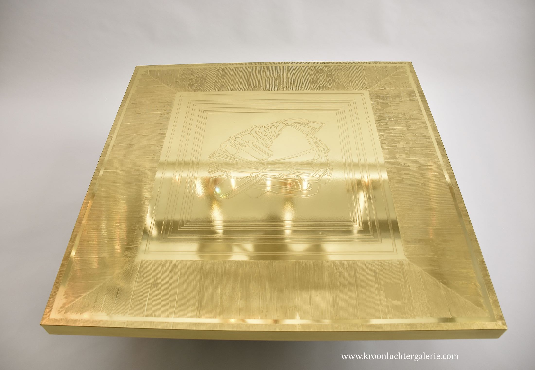 Stunning etched brass coffee table by Lova Creations