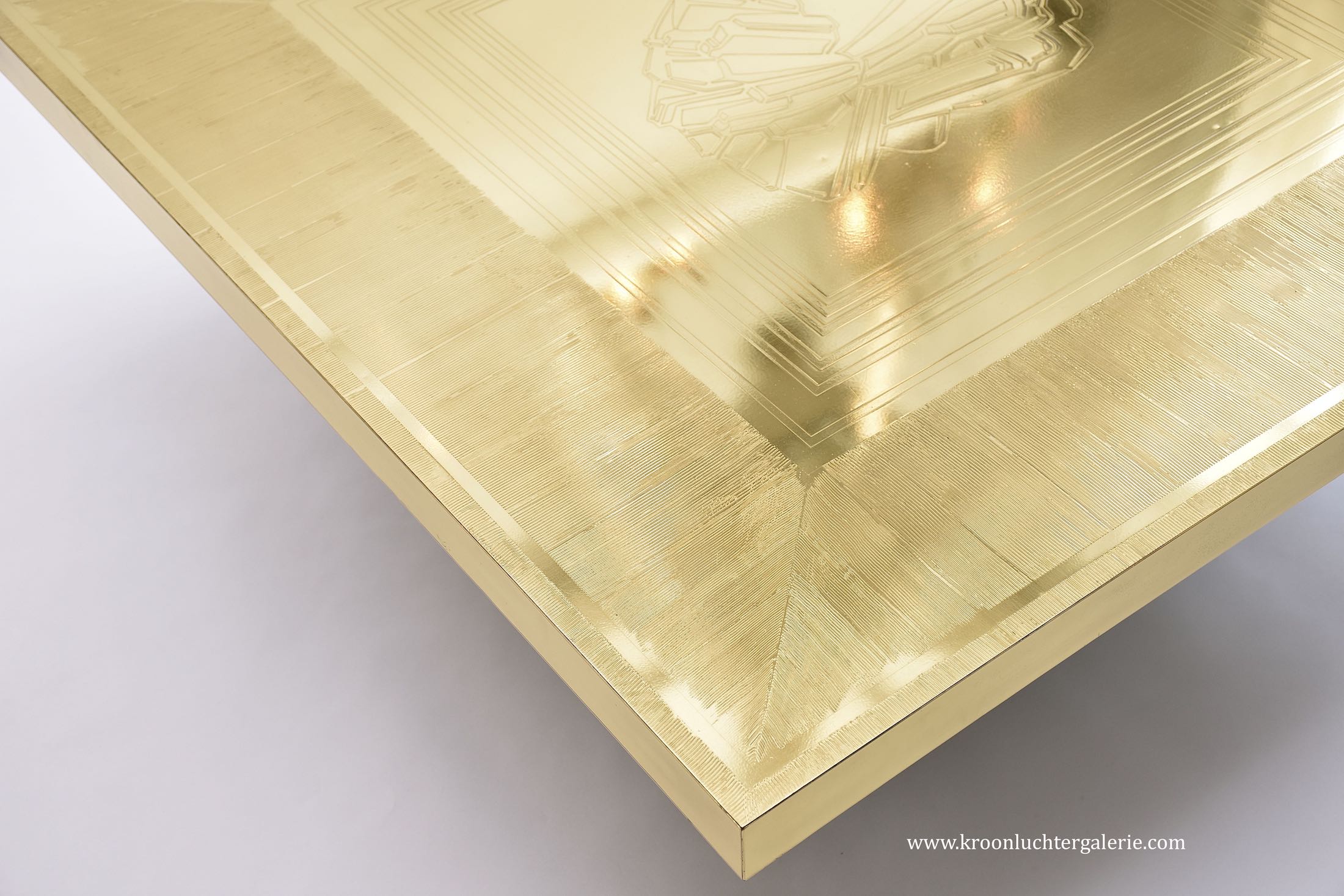 Stunning etched brass coffee table by Lova Creations