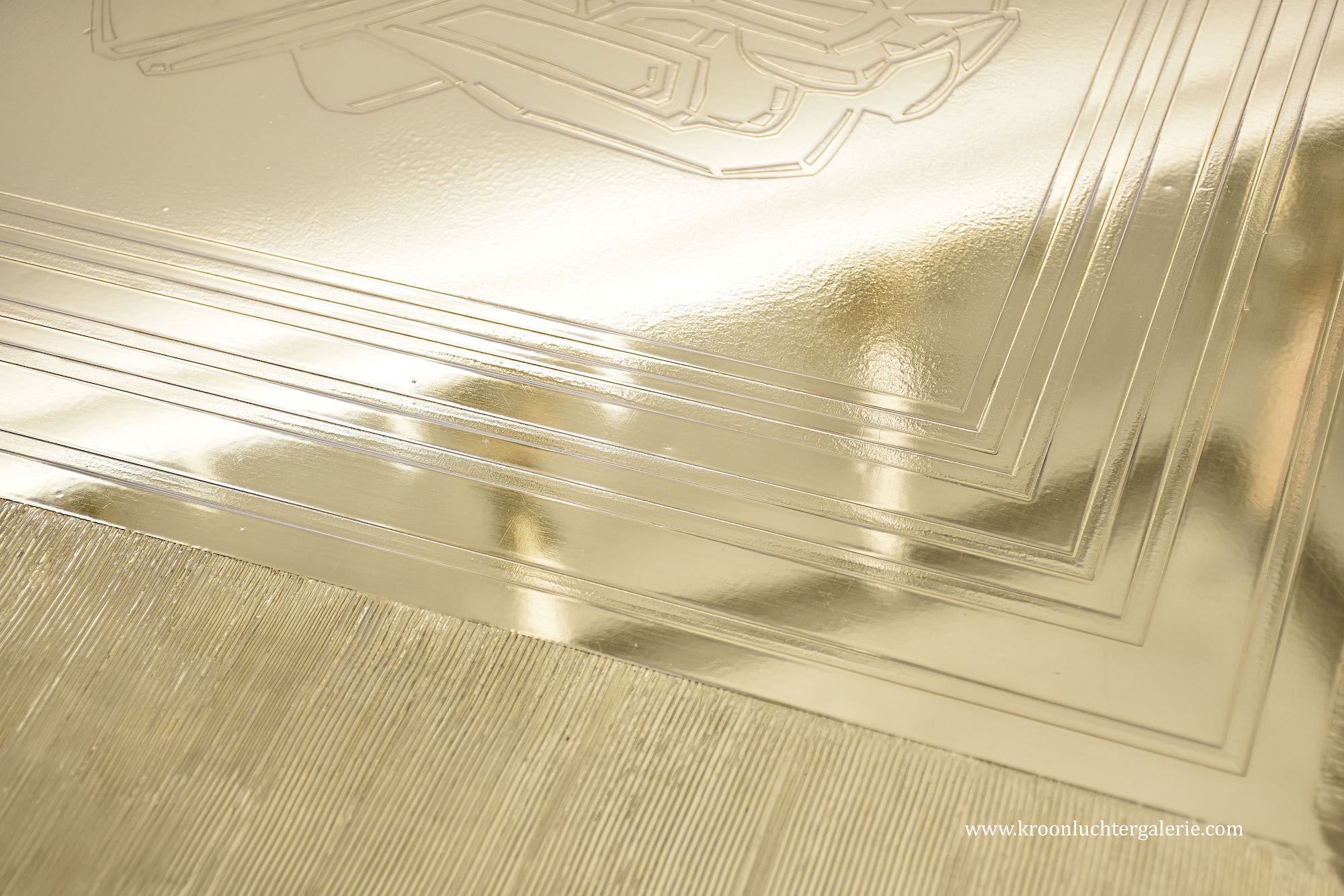 Stunning etched brass coffee table by Lova Creations