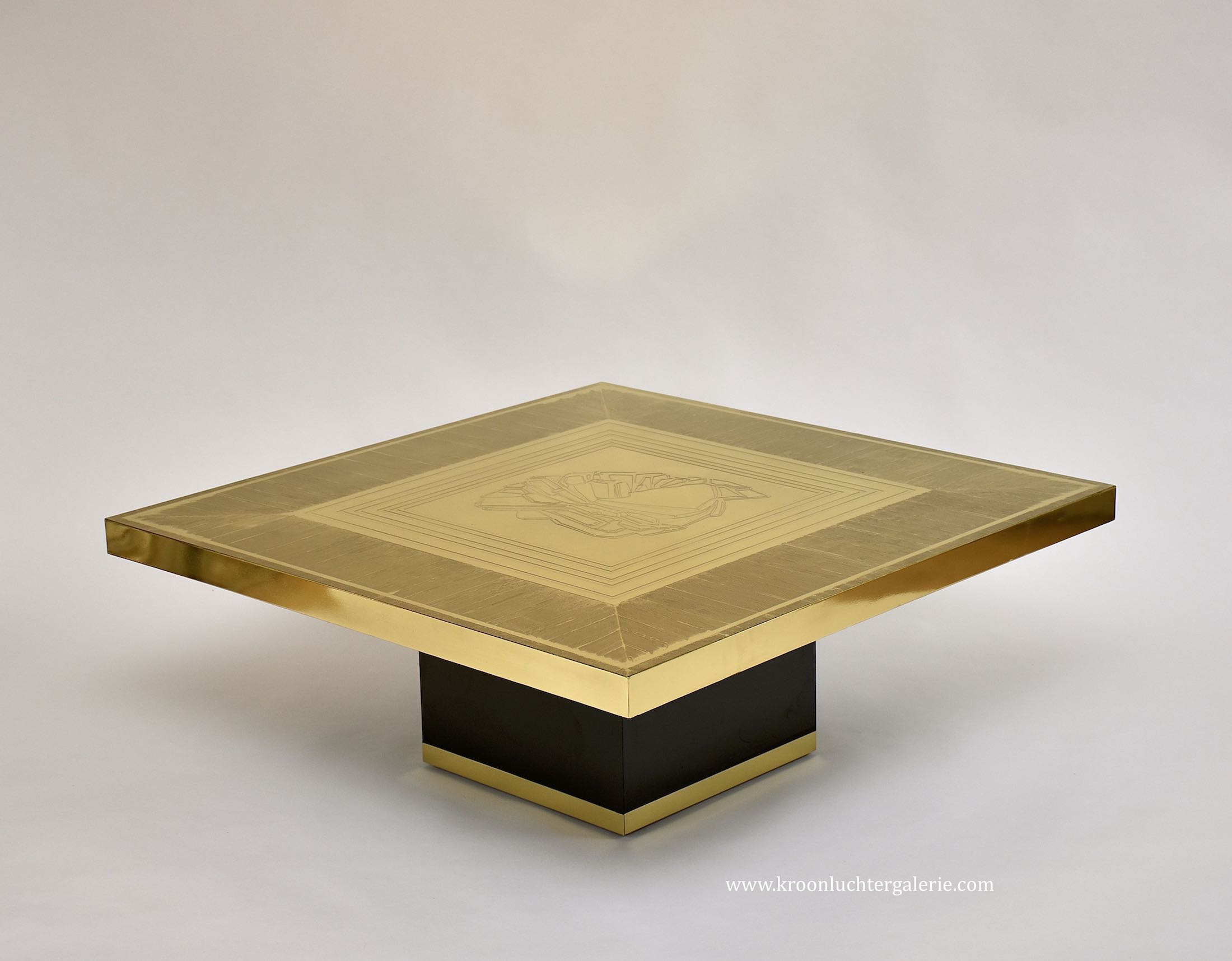 Stunning etched brass coffee table by Lova Creations