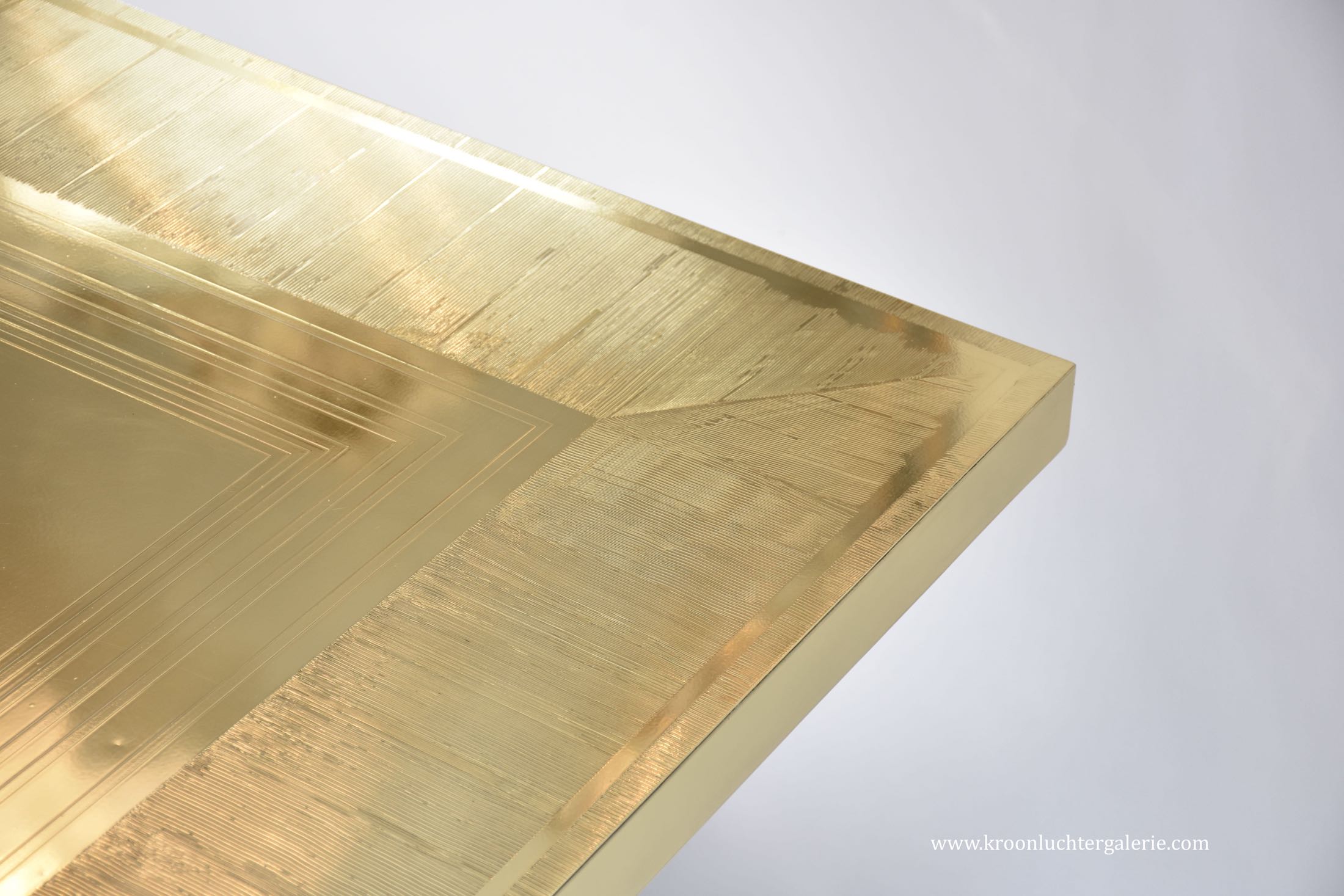 Stunning etched brass coffee table by Lova Creations