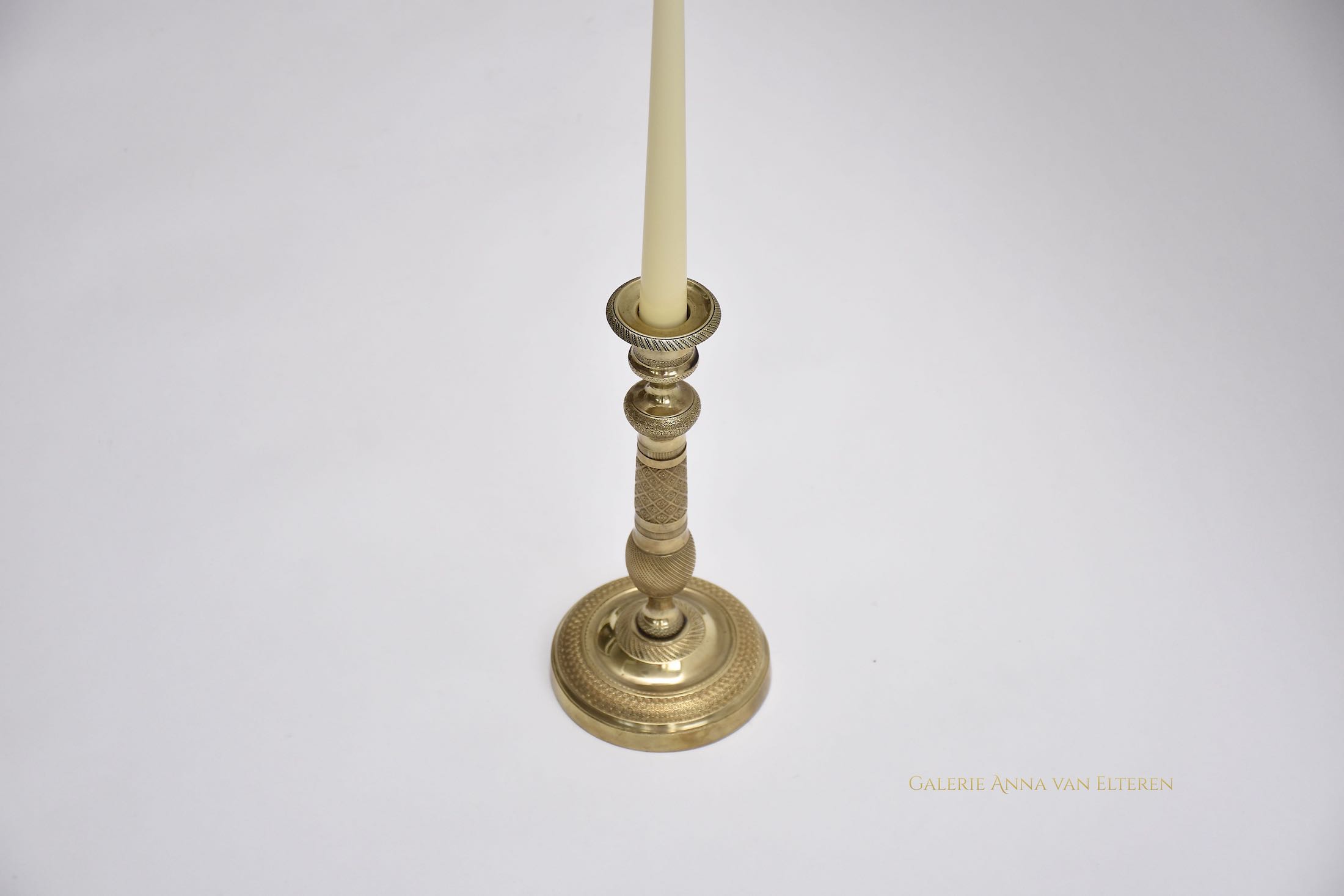 19th c. pair of gilt bronze Empire candlesticks