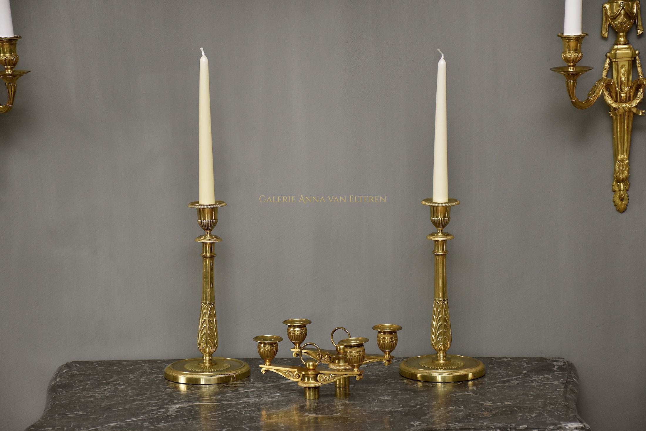 A pair of rare ormolu Empire candelabra by Claude Galle