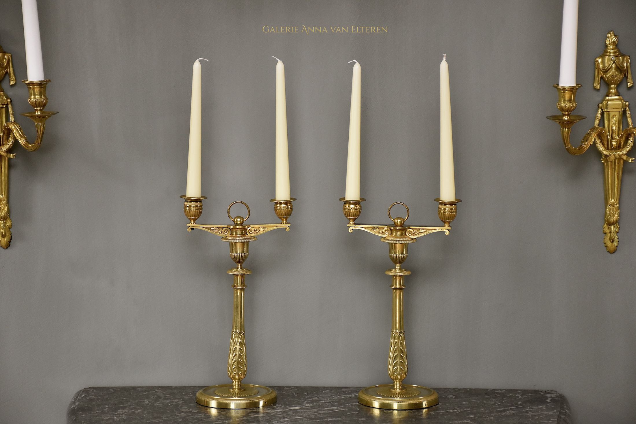 A pair of rare ormolu Empire candelabra by Claude Galle