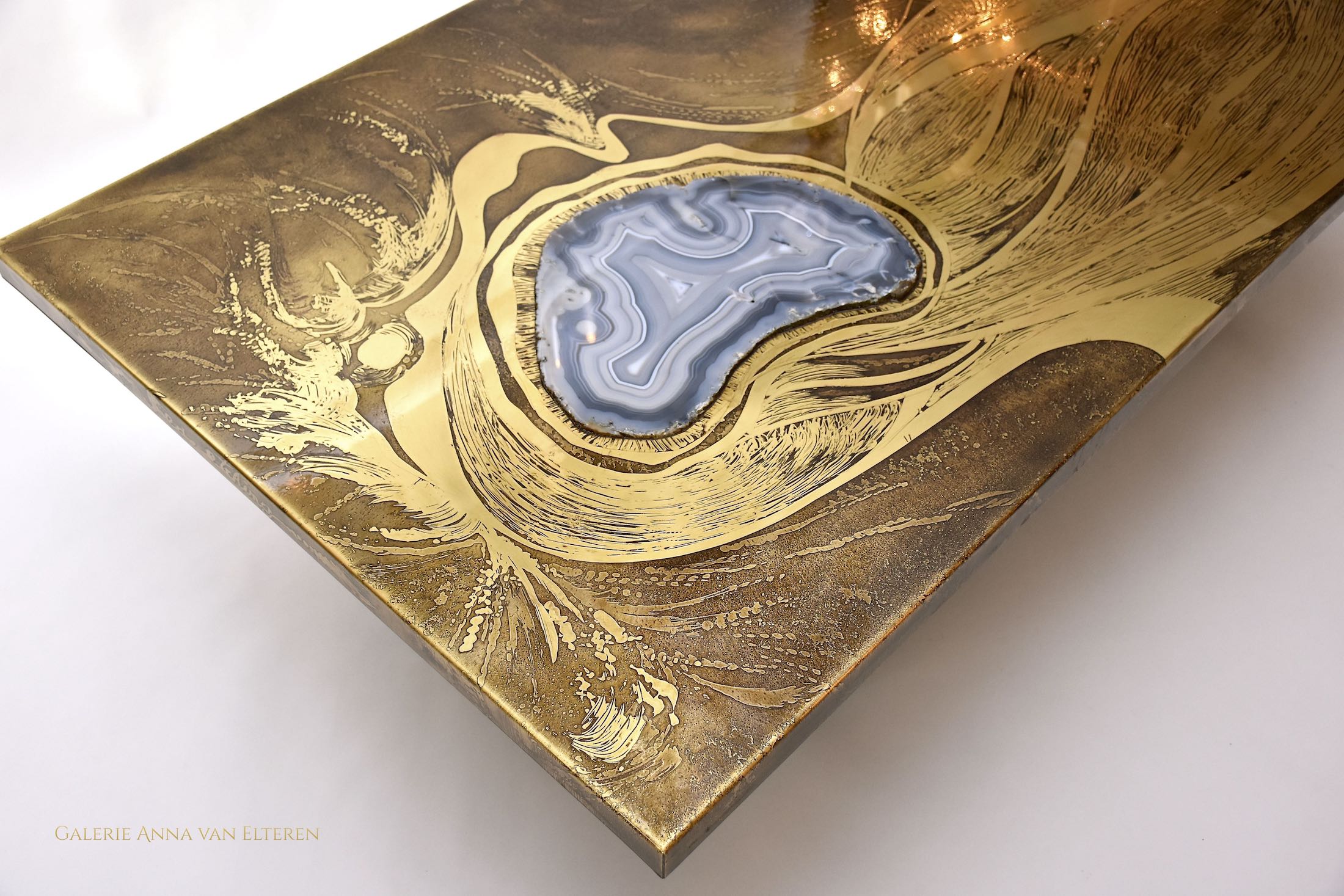 Marc D'Haenens design brass coffee table 'Sea etching'