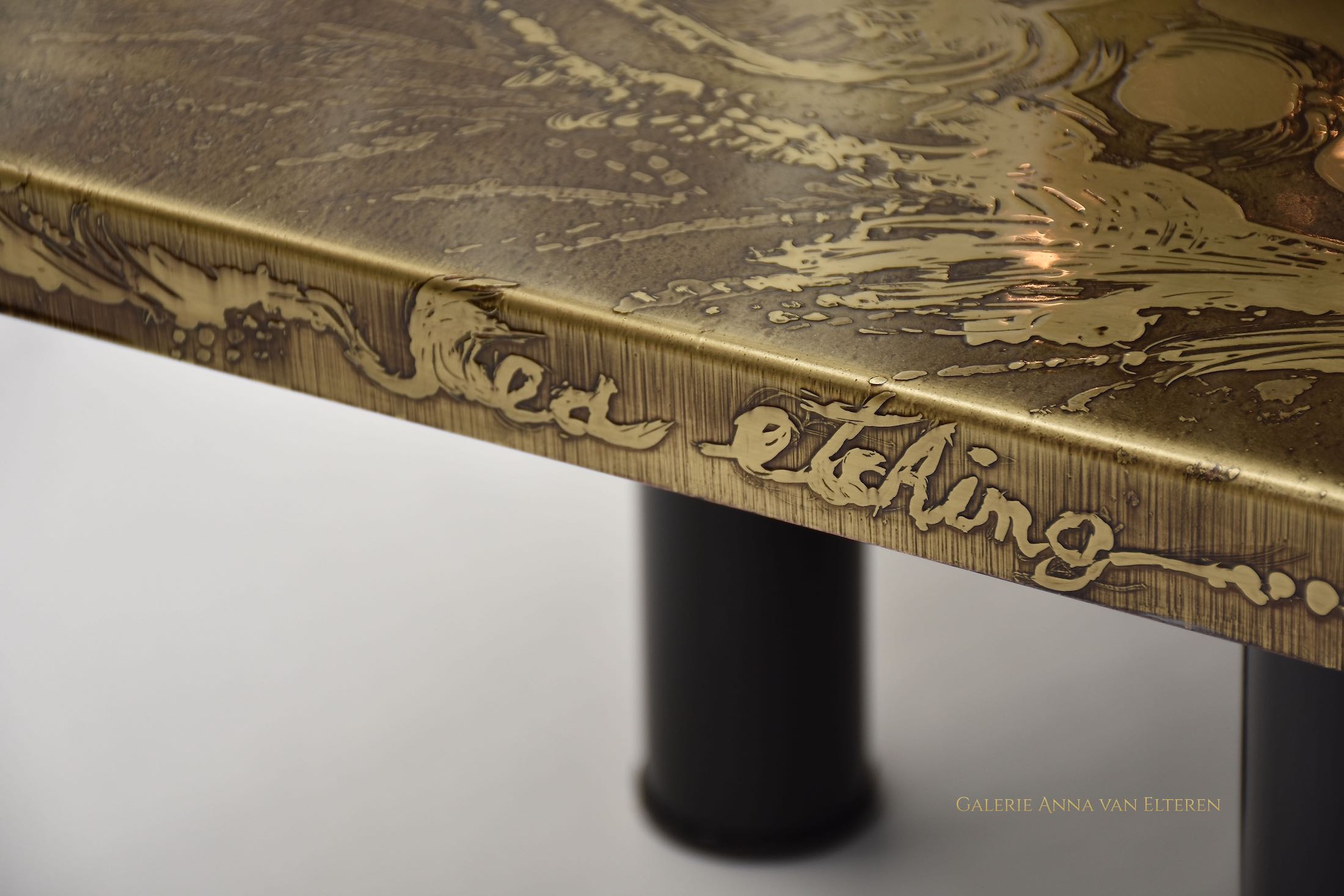 Marc D'Haenens design brass coffee table 'Sea etching'