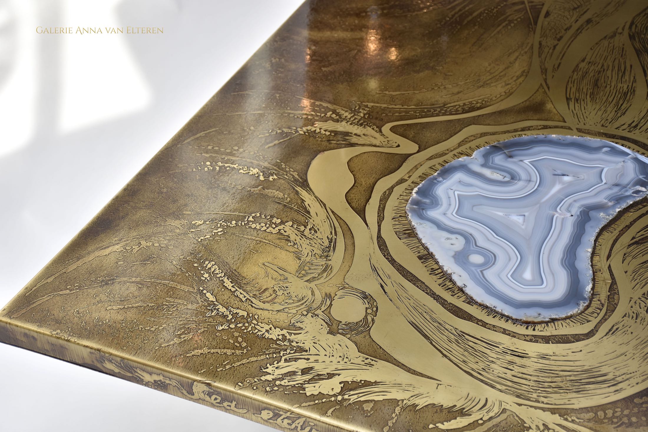 Marc D'Haenens design brass coffee table 'Sea etching'