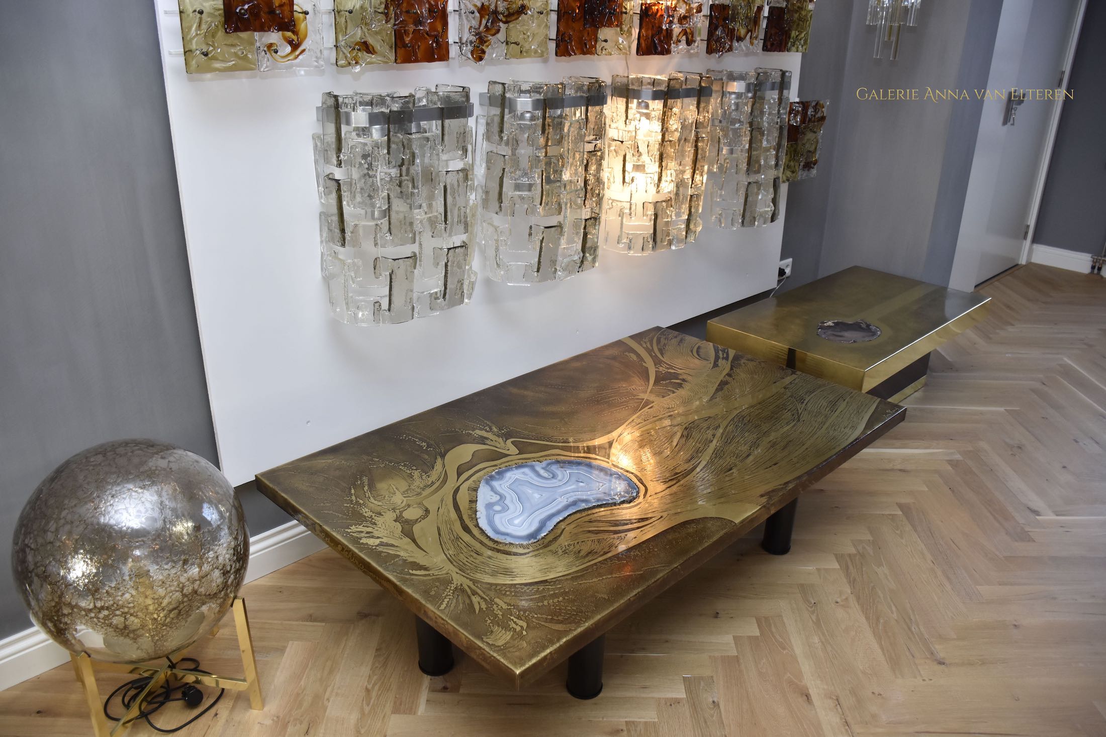 Marc D'Haenens design brass coffee table 'Sea etching'