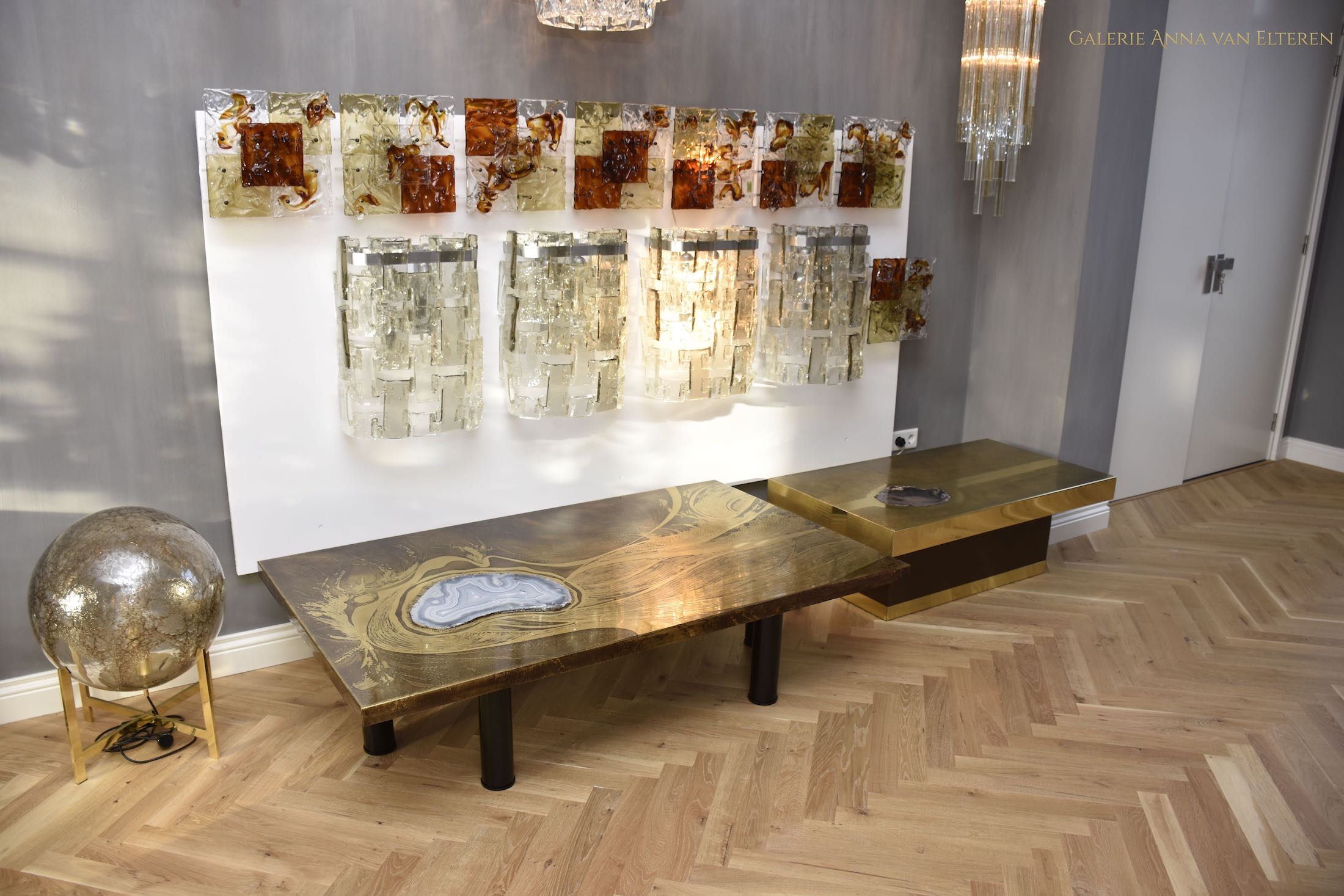 Marc D'Haenens design brass coffee table 'Sea etching'