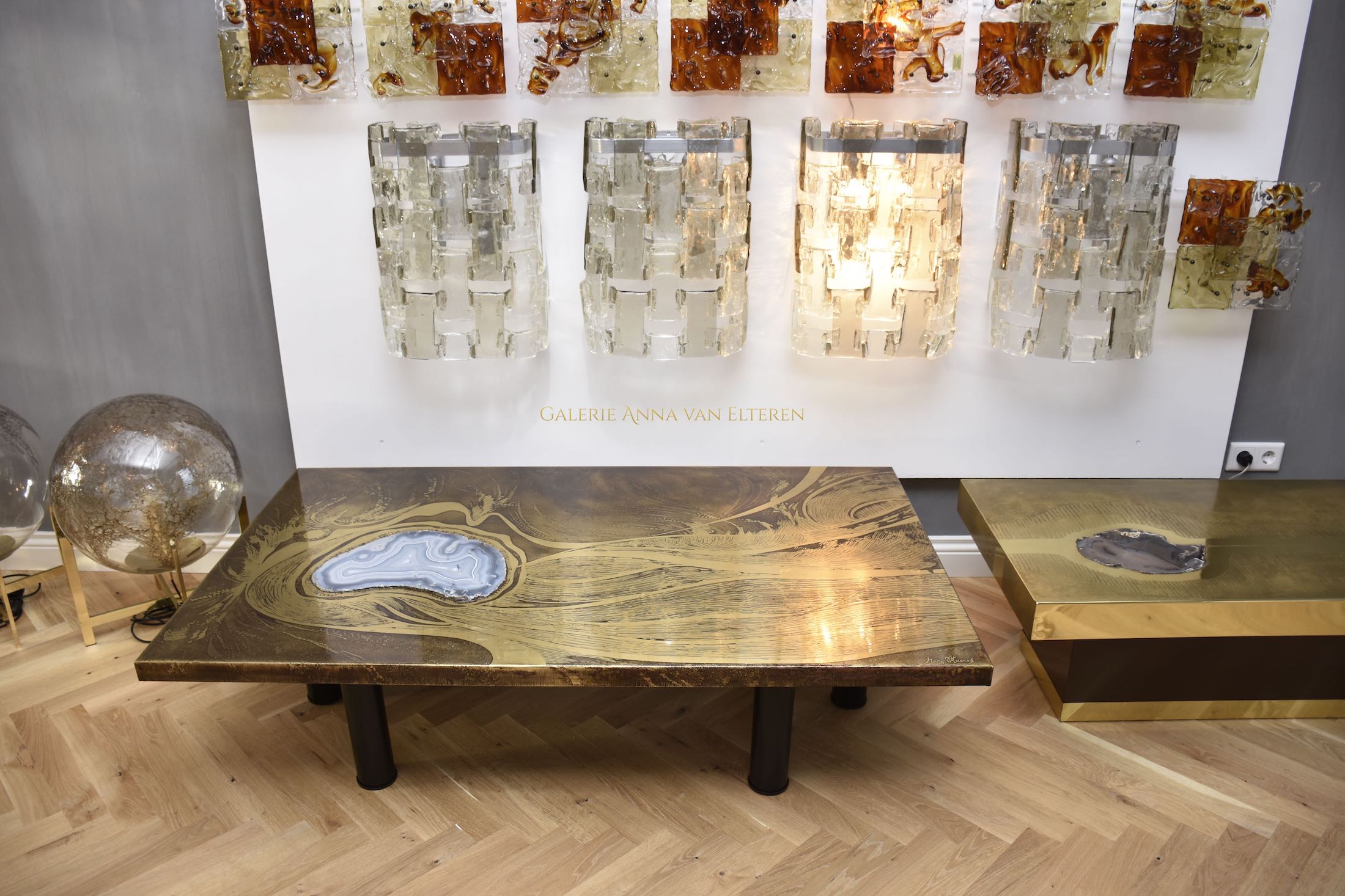 Marc D'Haenens design brass coffee table 'Sea etching'