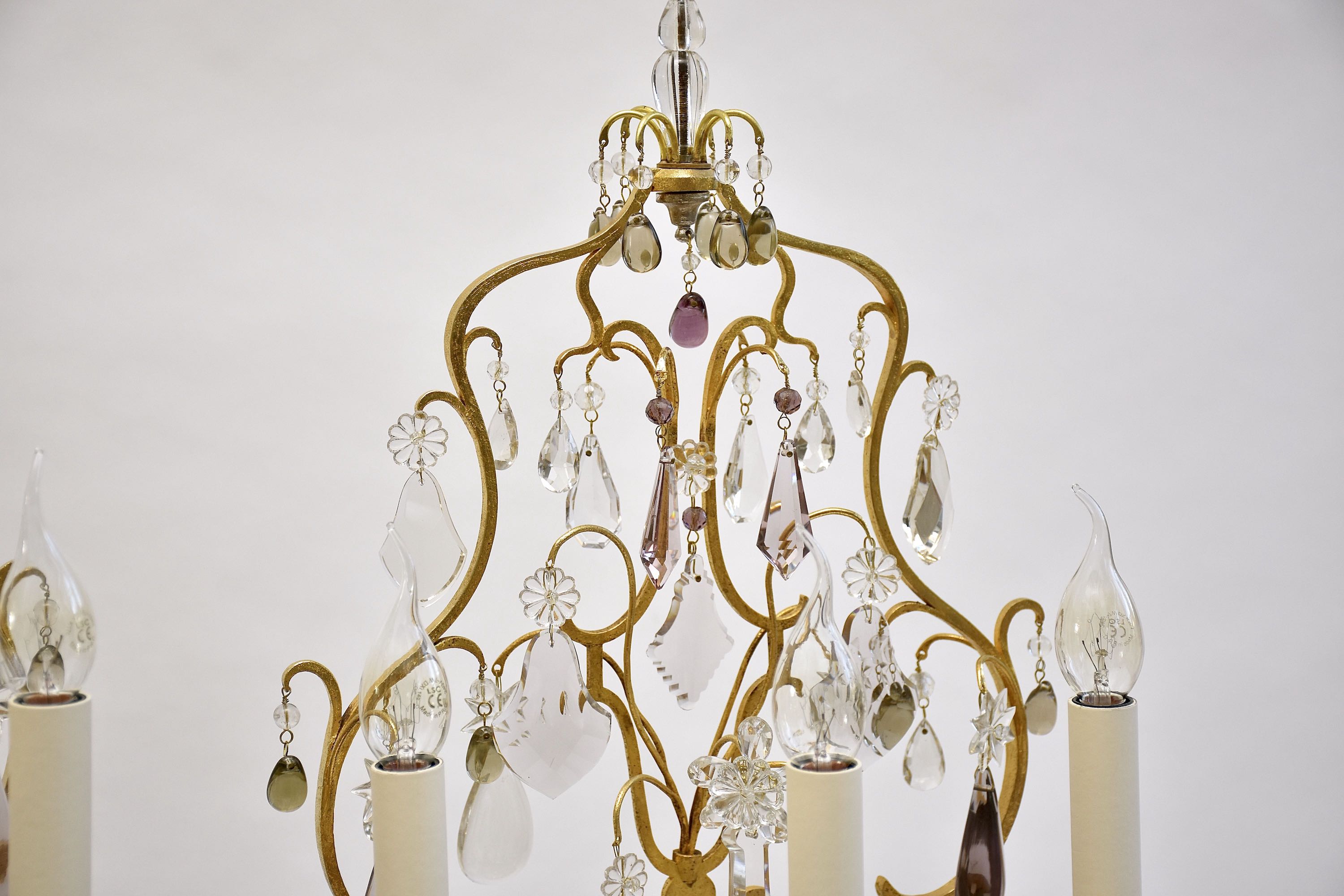 A pair of large French crystal girandoles