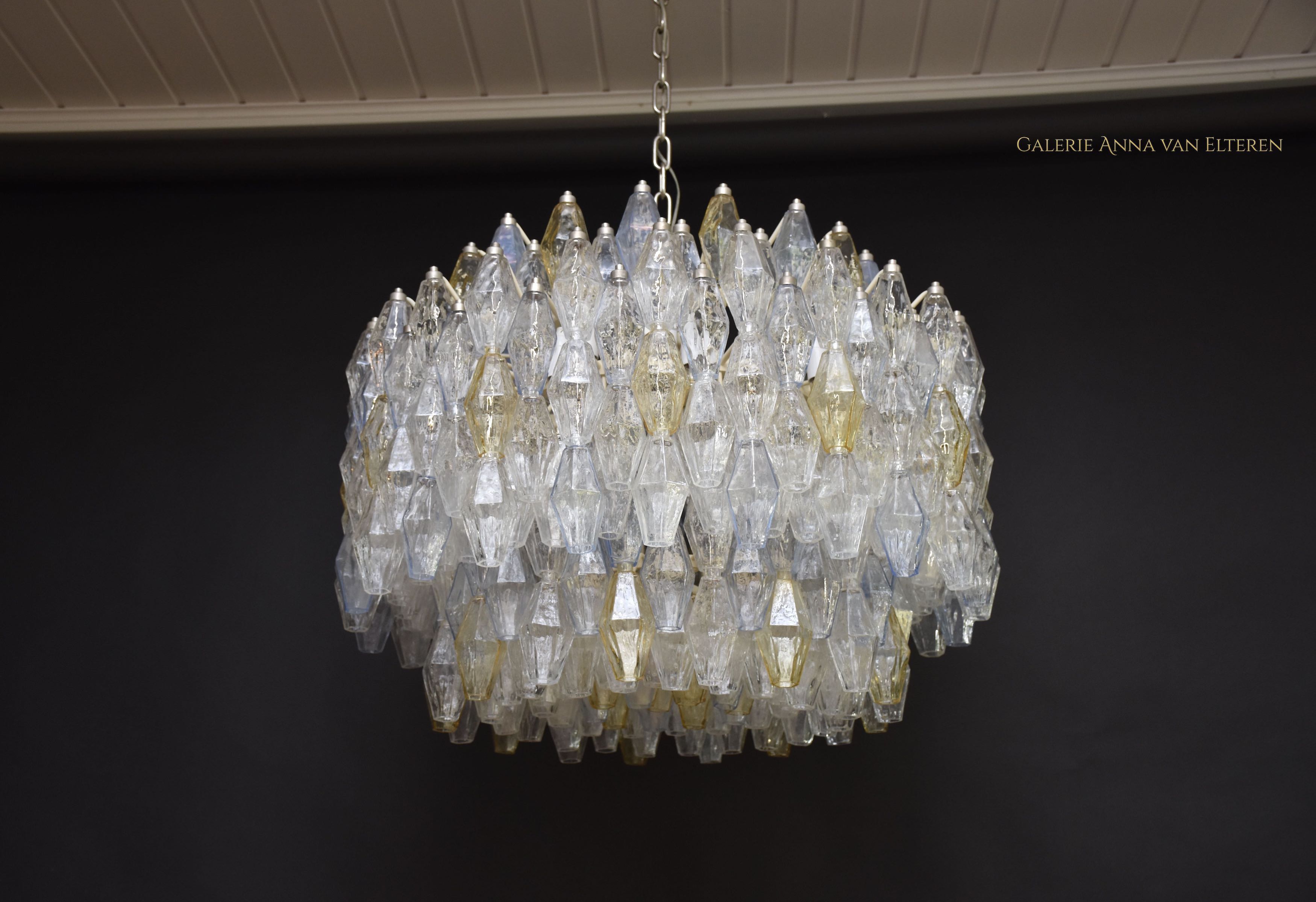 Grote Murano kroonluchter 'Poliedri' van Carlo Scarpa voor Venini