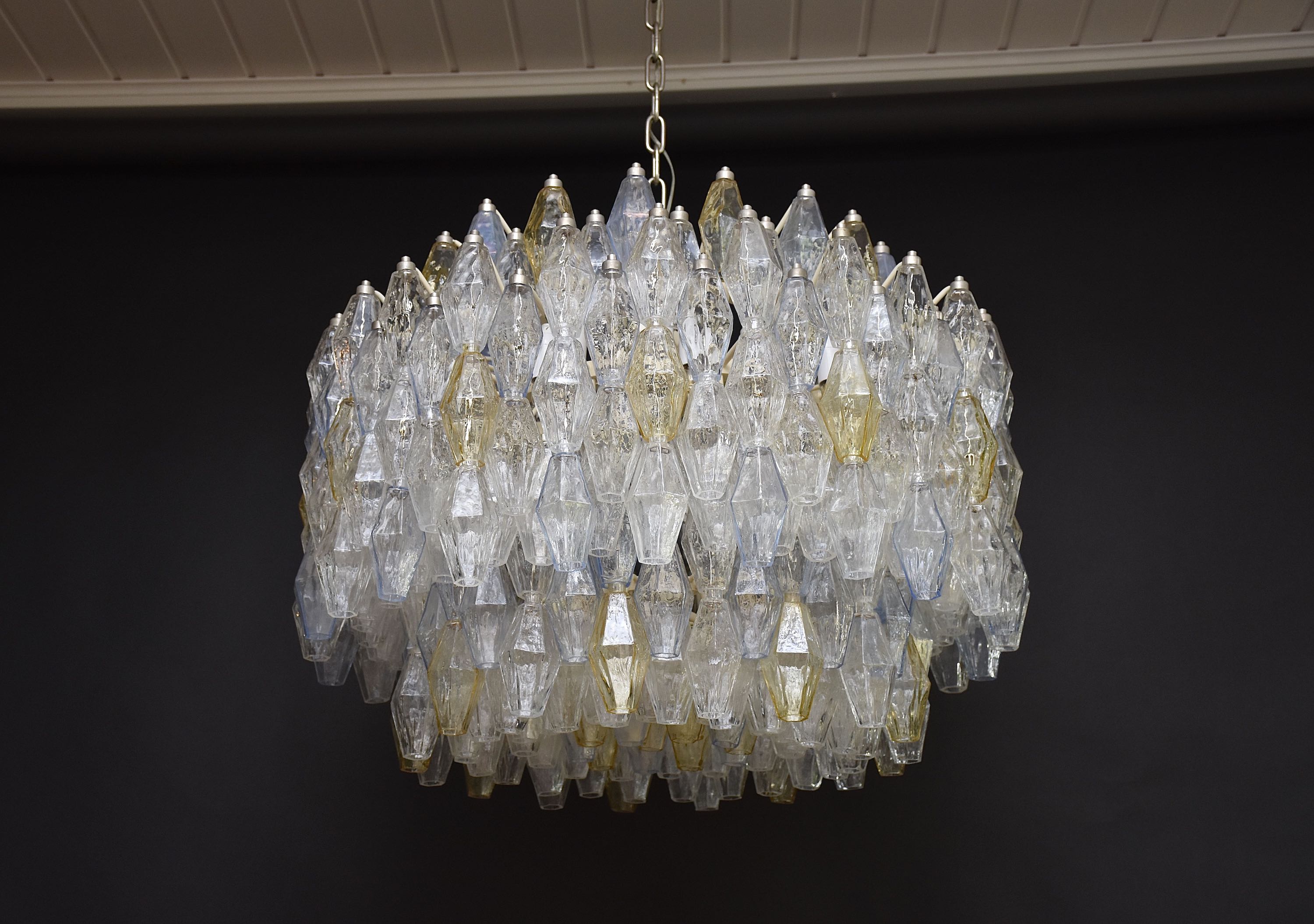 Grote Murano kroonluchter 'Poliedri' van Carlo Scarpa voor Venini