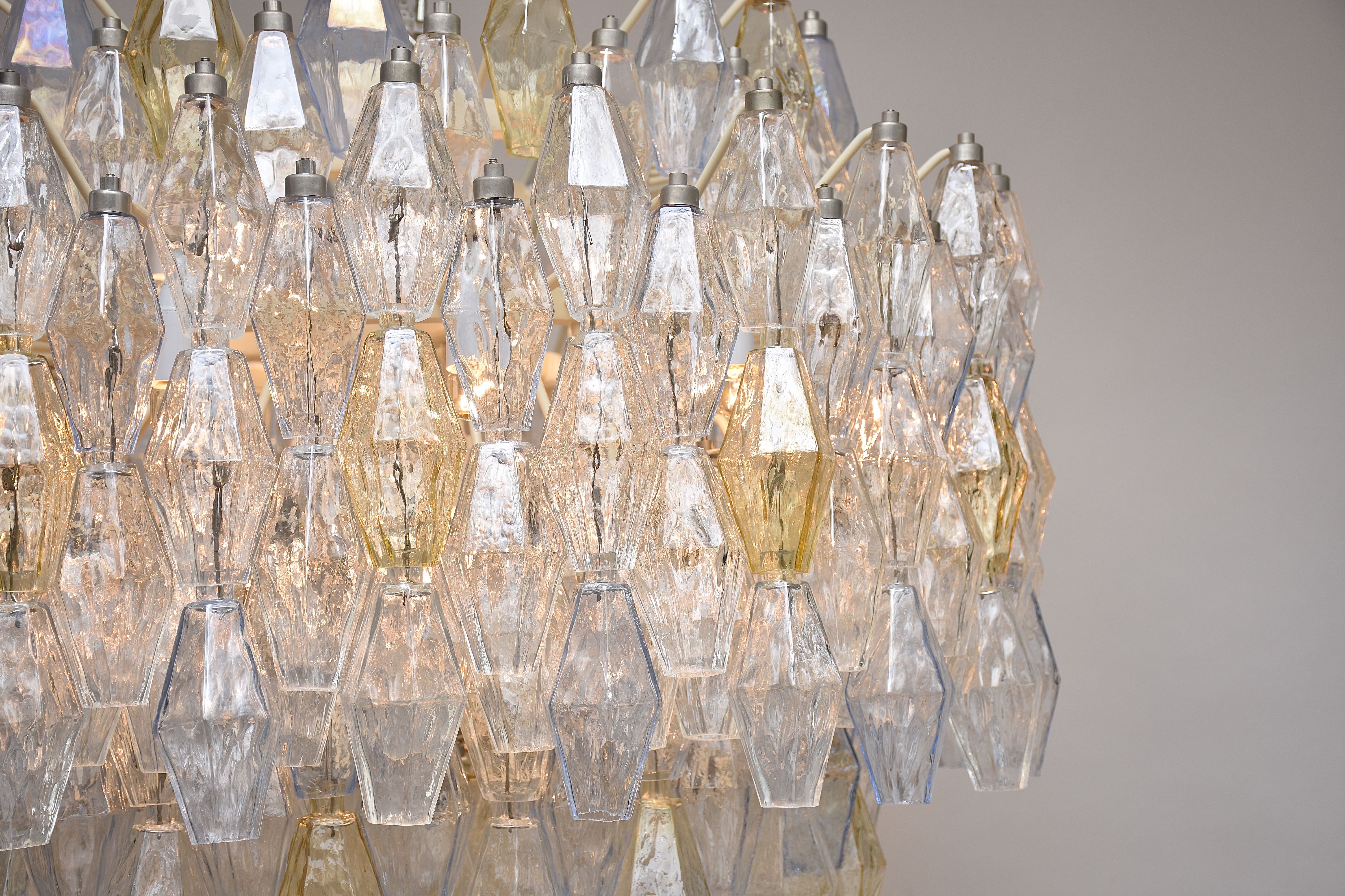 Grote Murano kroonluchter 'Poliedri' van Carlo Scarpa voor Venini
