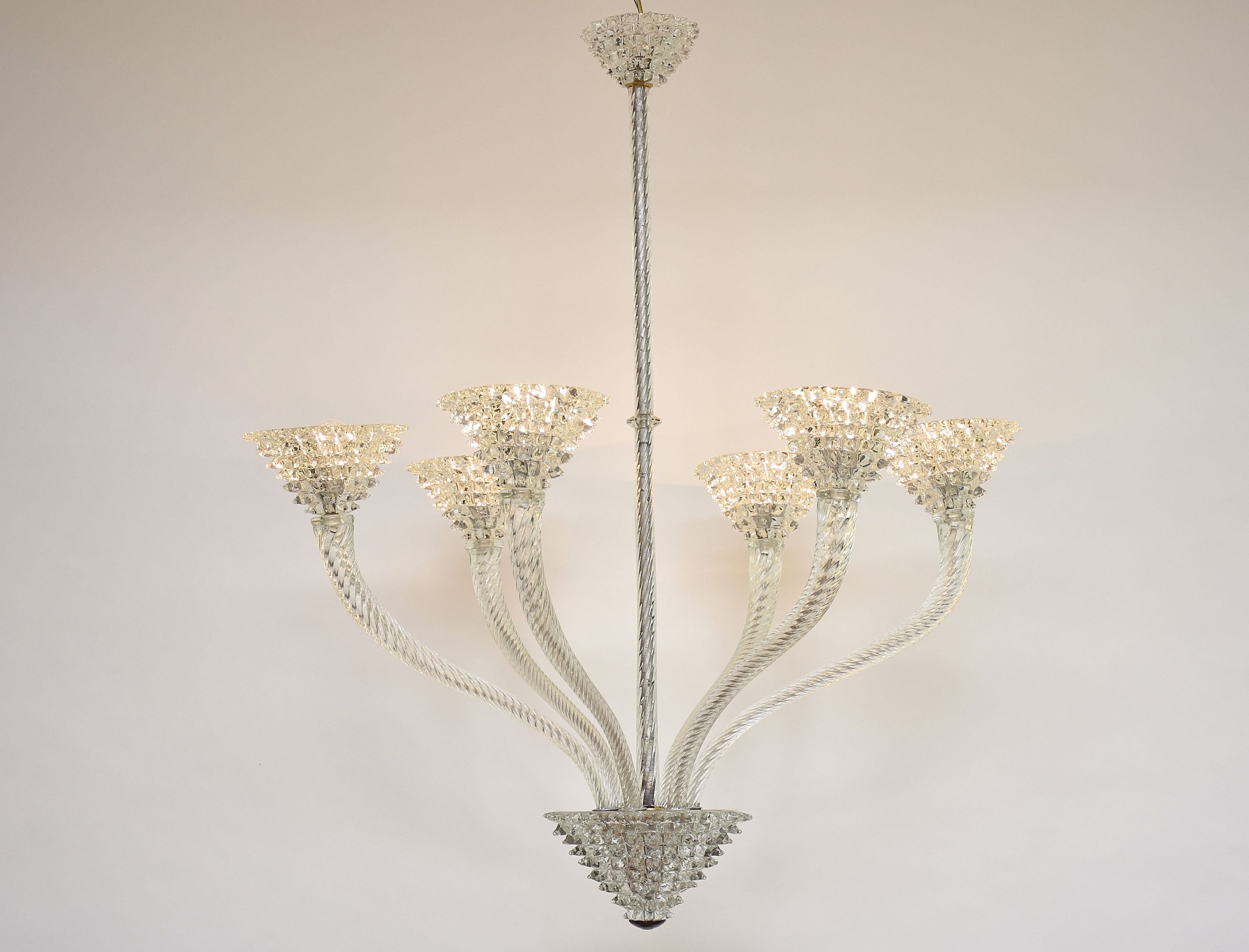 Mid-century Italian Murano chandelier 'Rostrato' by Barovier