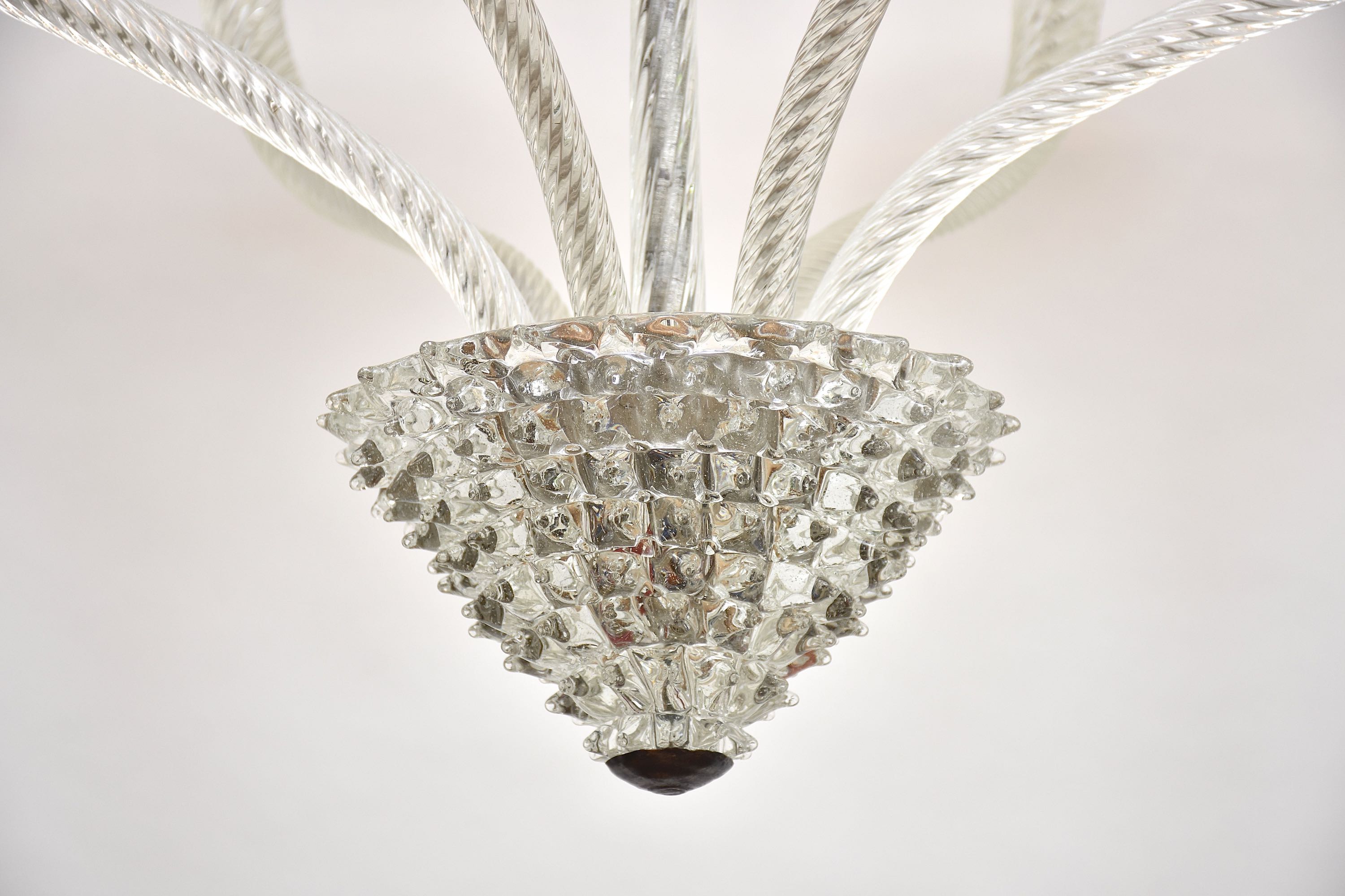 Mid-century Italian Murano chandelier 'Rostrato' by Barovier